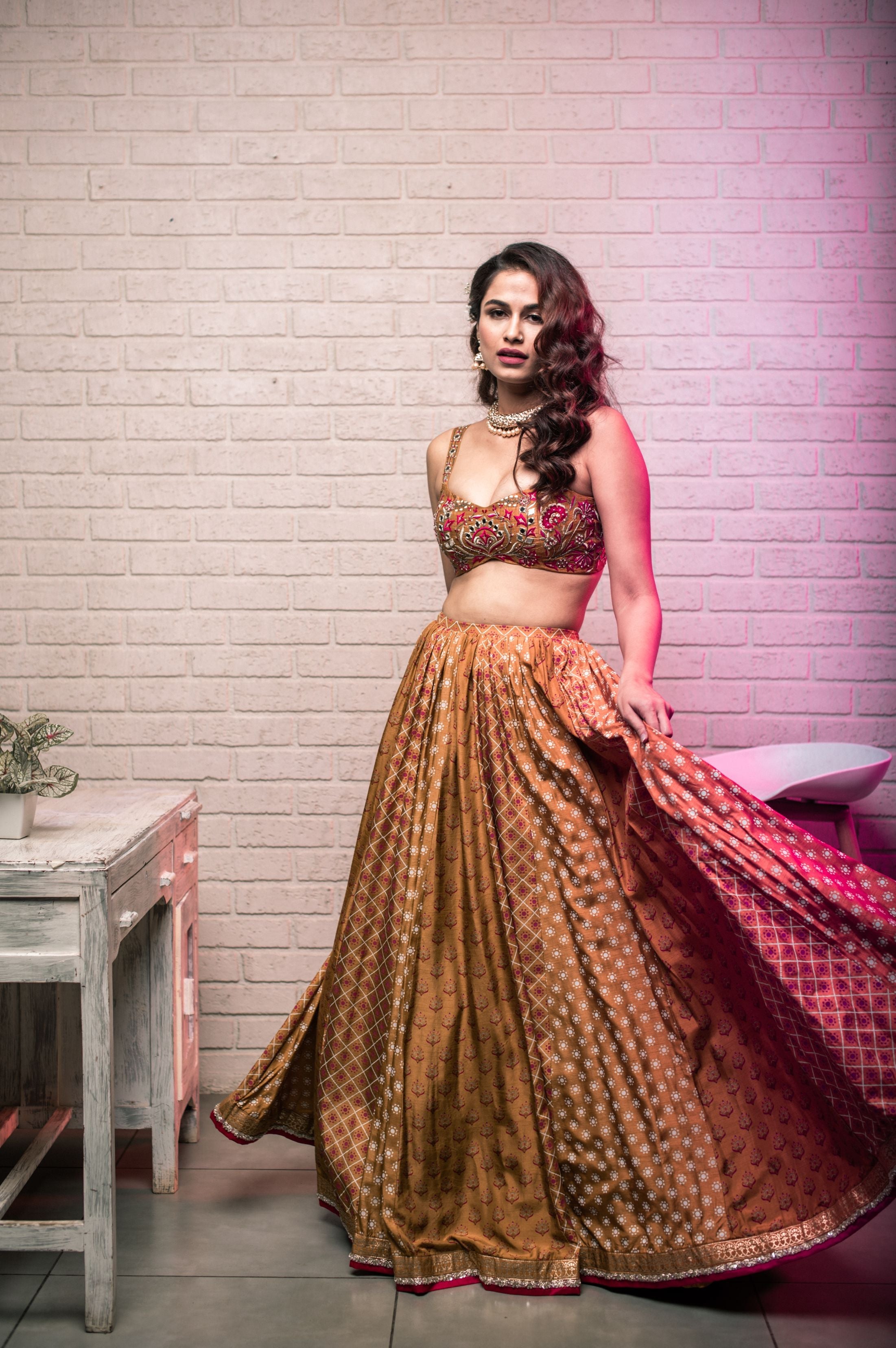 Lara – mustard silk lehenga, bisouNYC