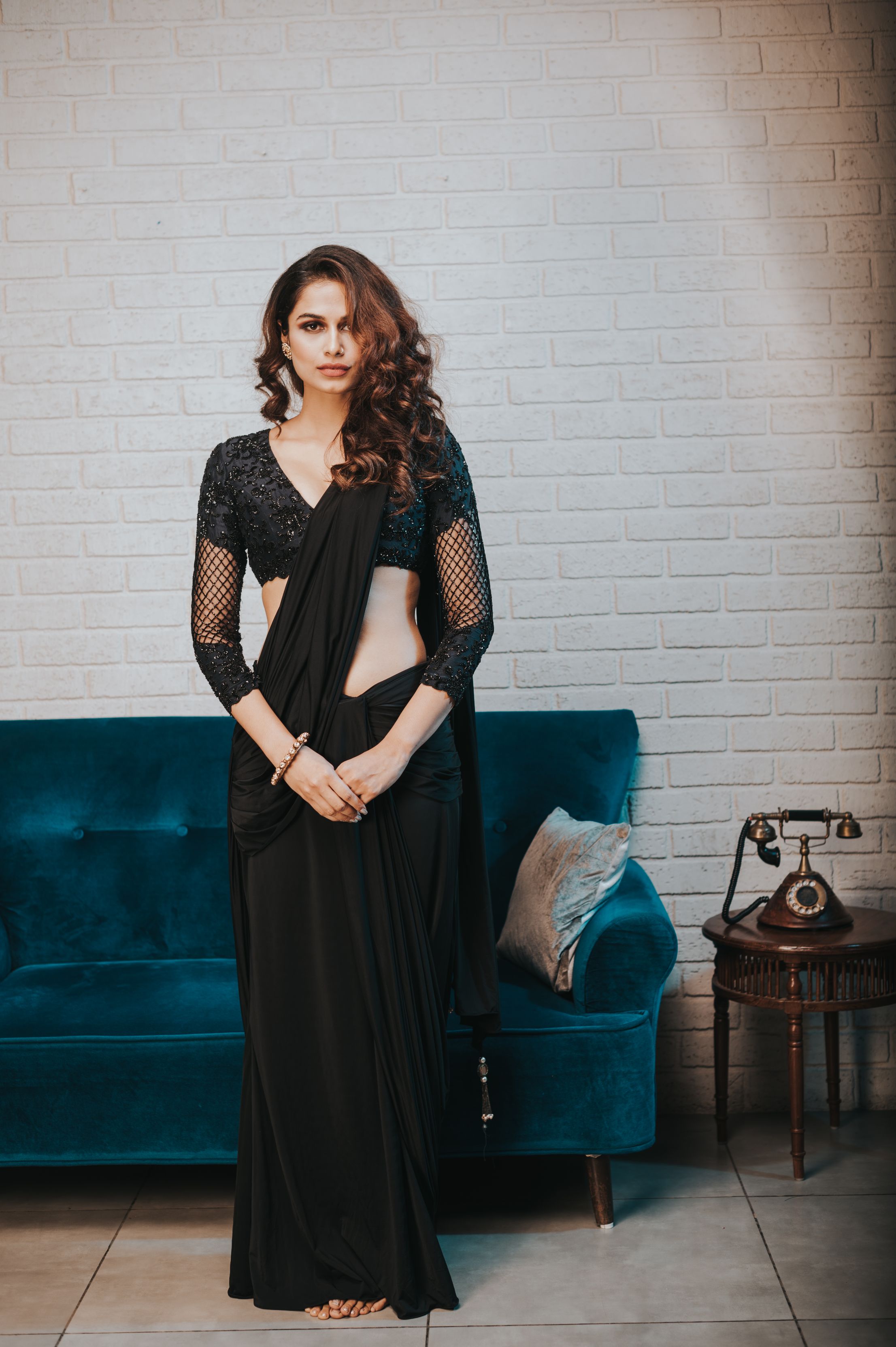 Mohini – black silk saree, bisouNYC