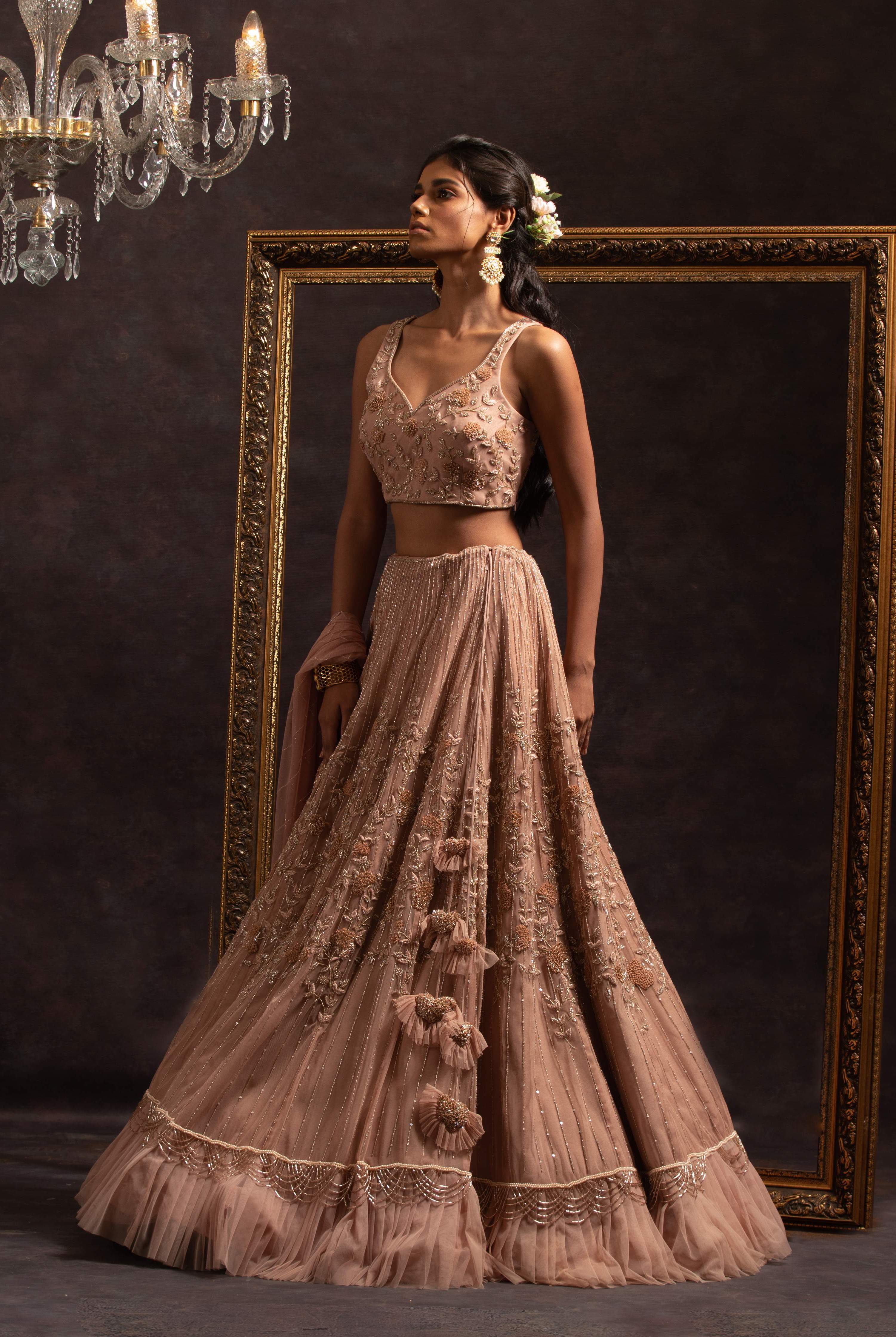 Alexandra – pink silk lehenga, bisouNYC