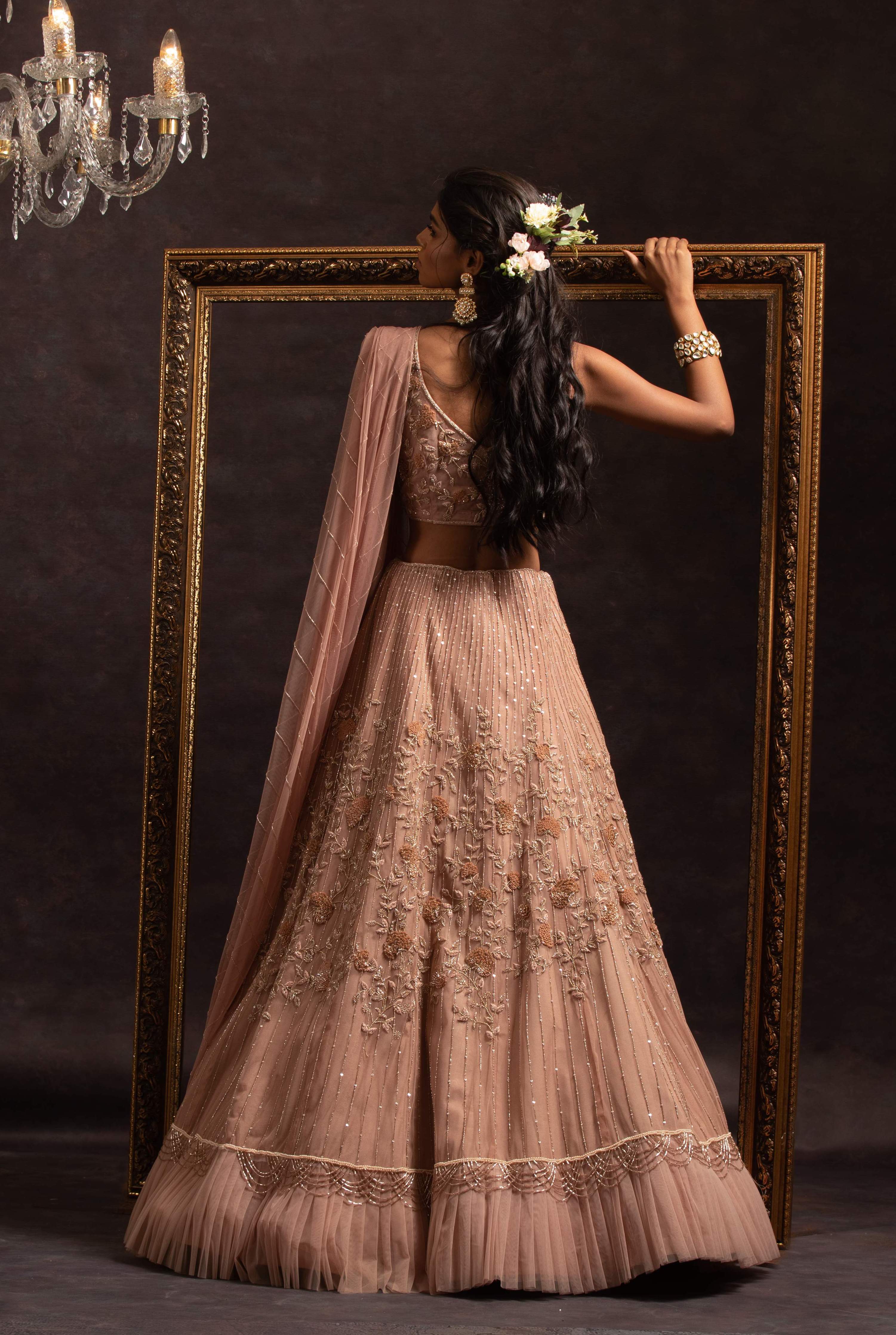 Alexandra – pink silk lehenga, bisouNYC