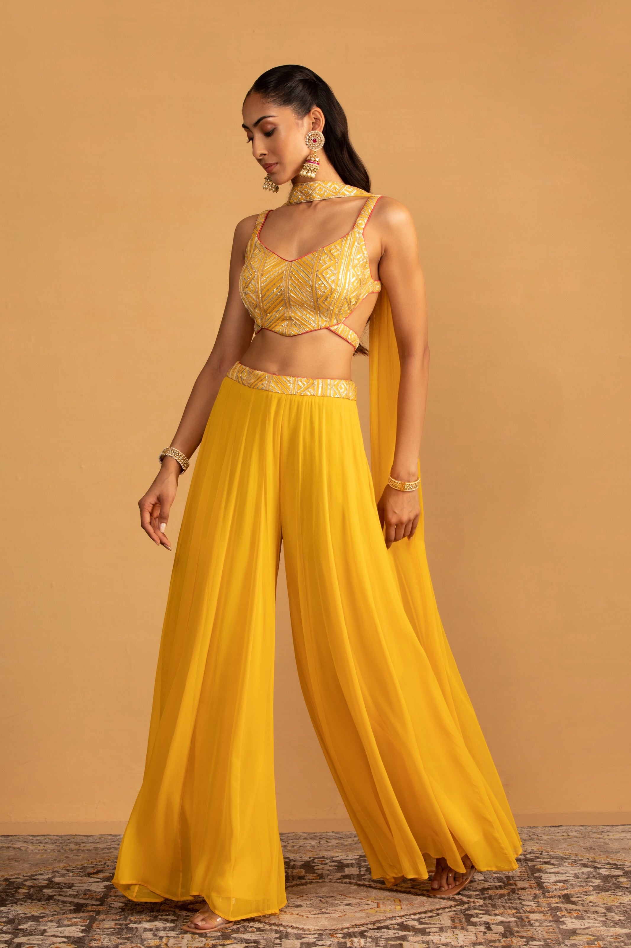 Amal – yellow georgette outfit, bisouNYC