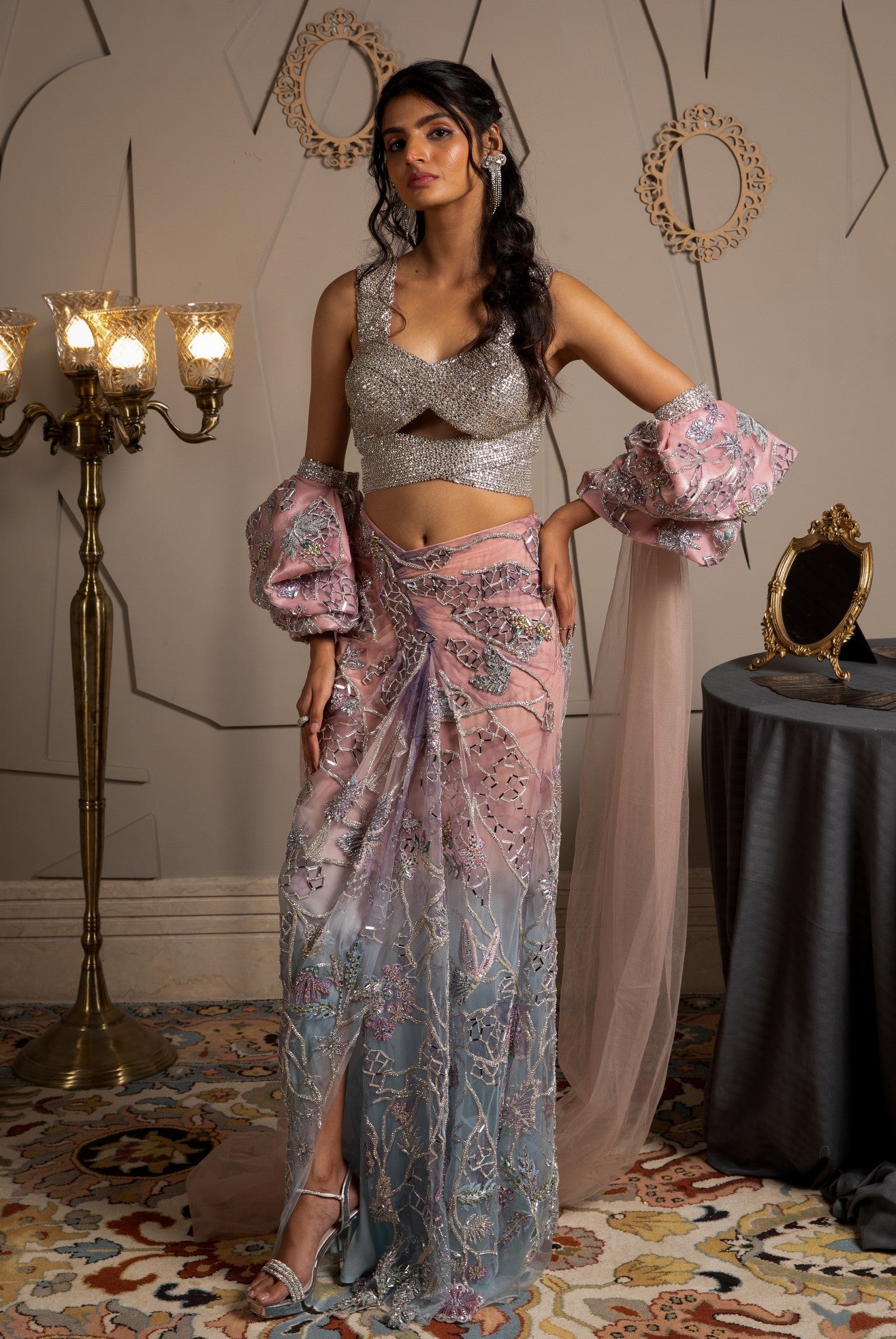 Amaris – pink net saree, bisouNYC