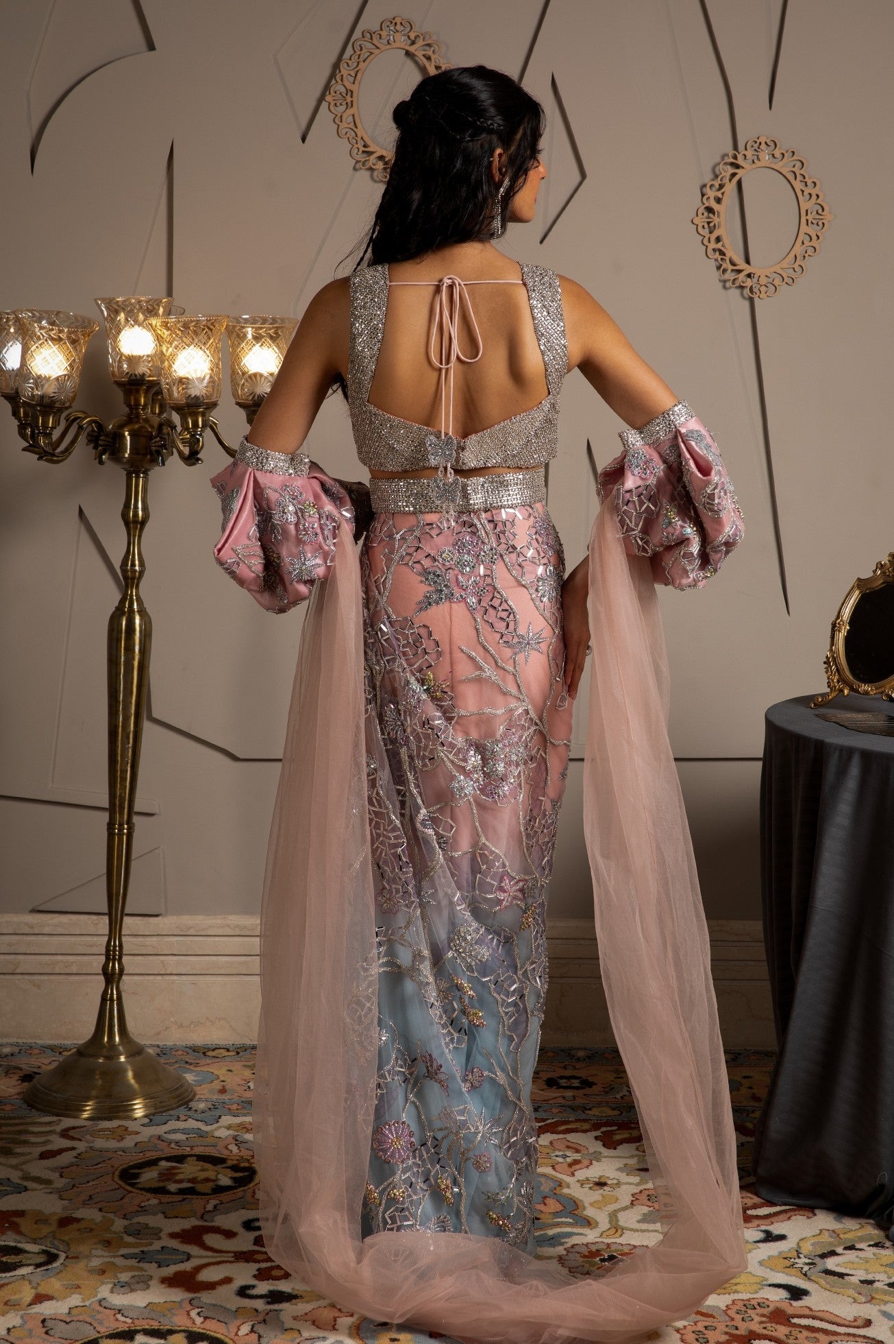 Amaris – pink net saree, bisouNYC