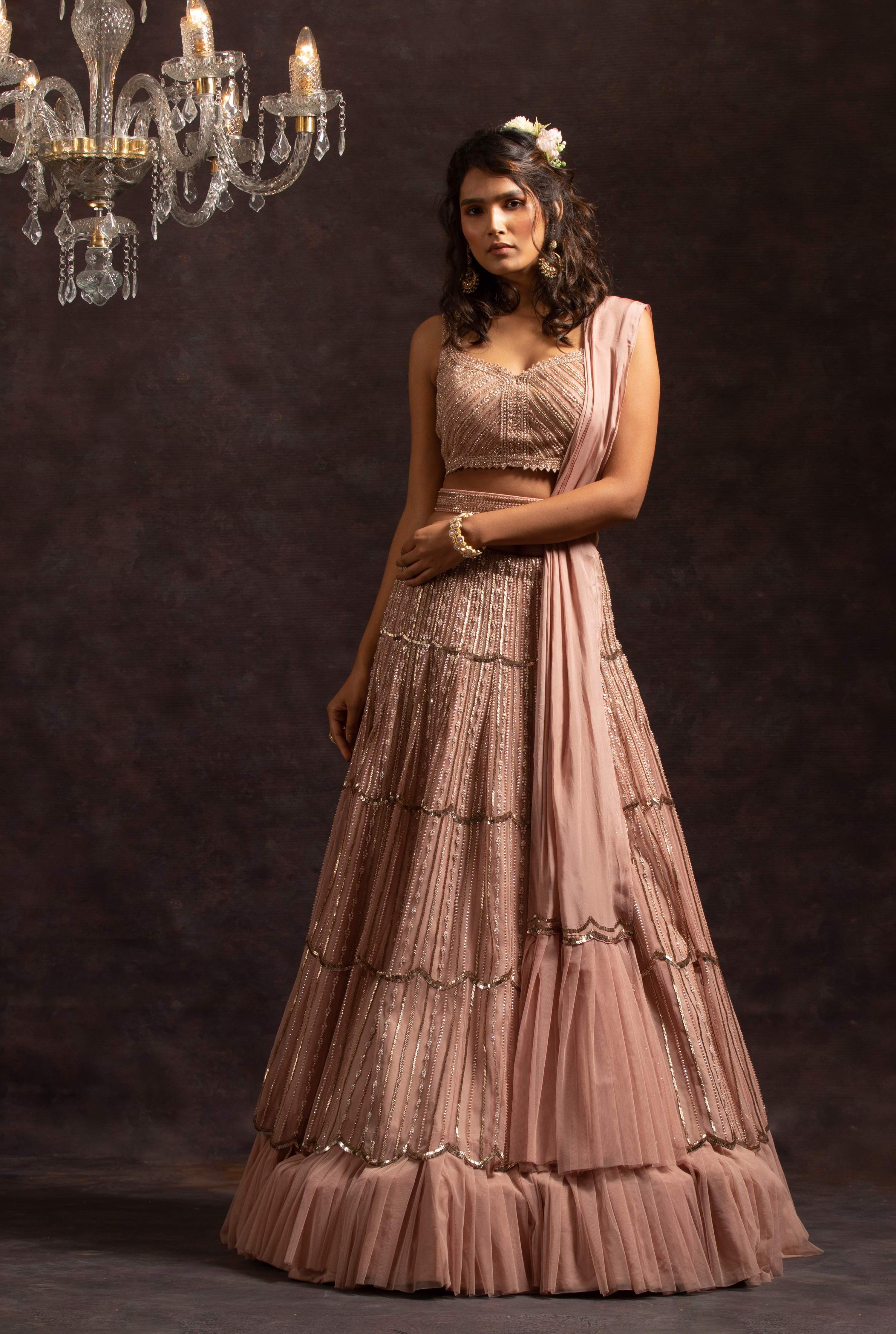 Amelia – pink silk lehenga, bisouNYC