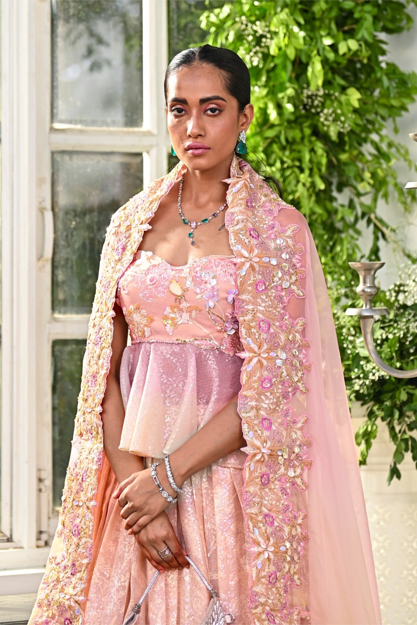 Anahira – pink organza lehenga, bisouNYC