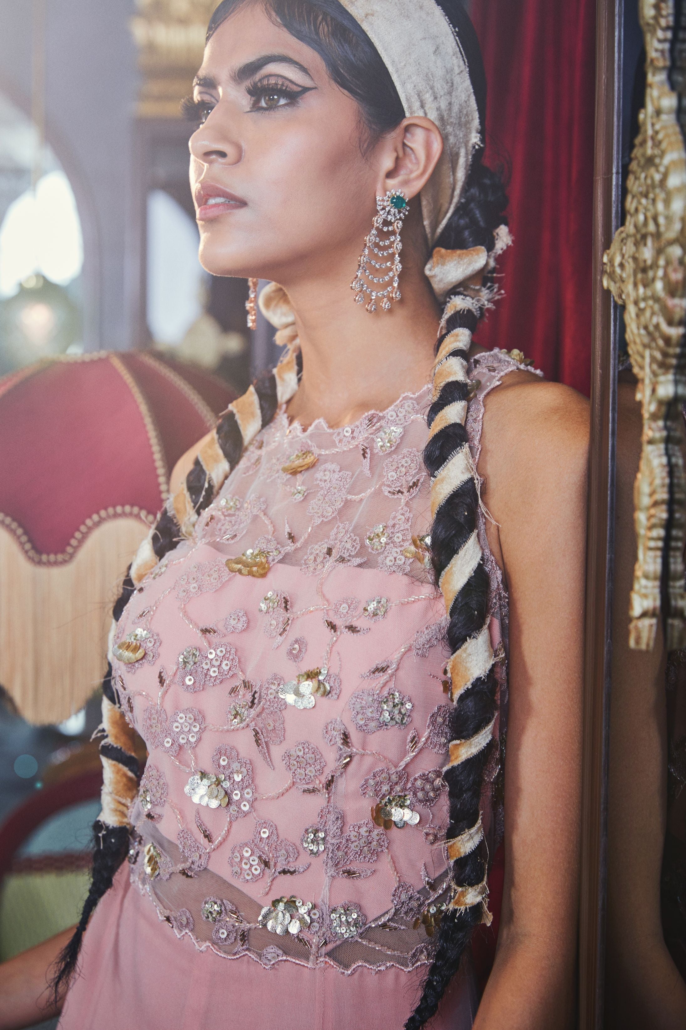 Anjali – pink net suit, bisouNYC