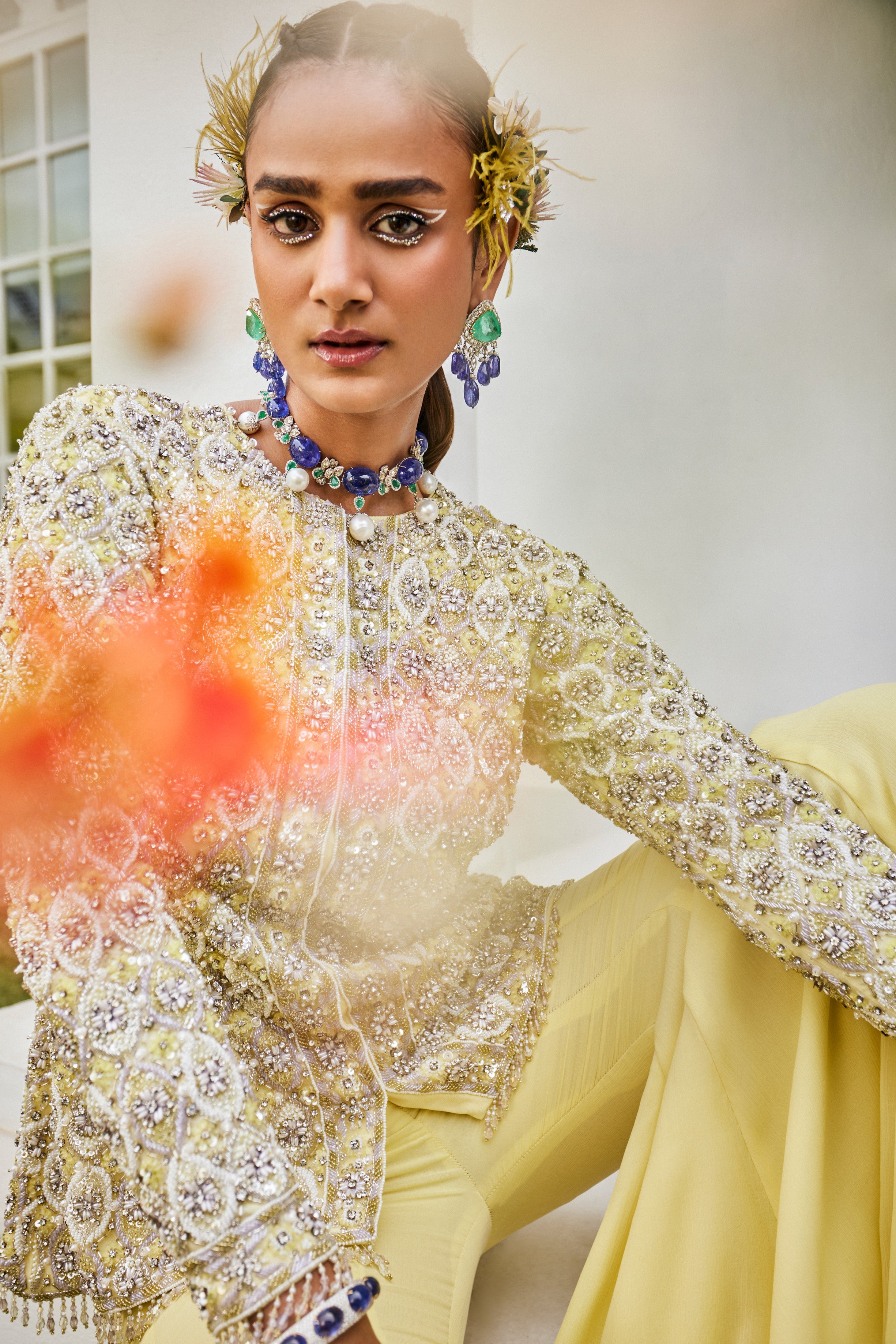 Annabelle – yellow chiffon suit, bisouNYC