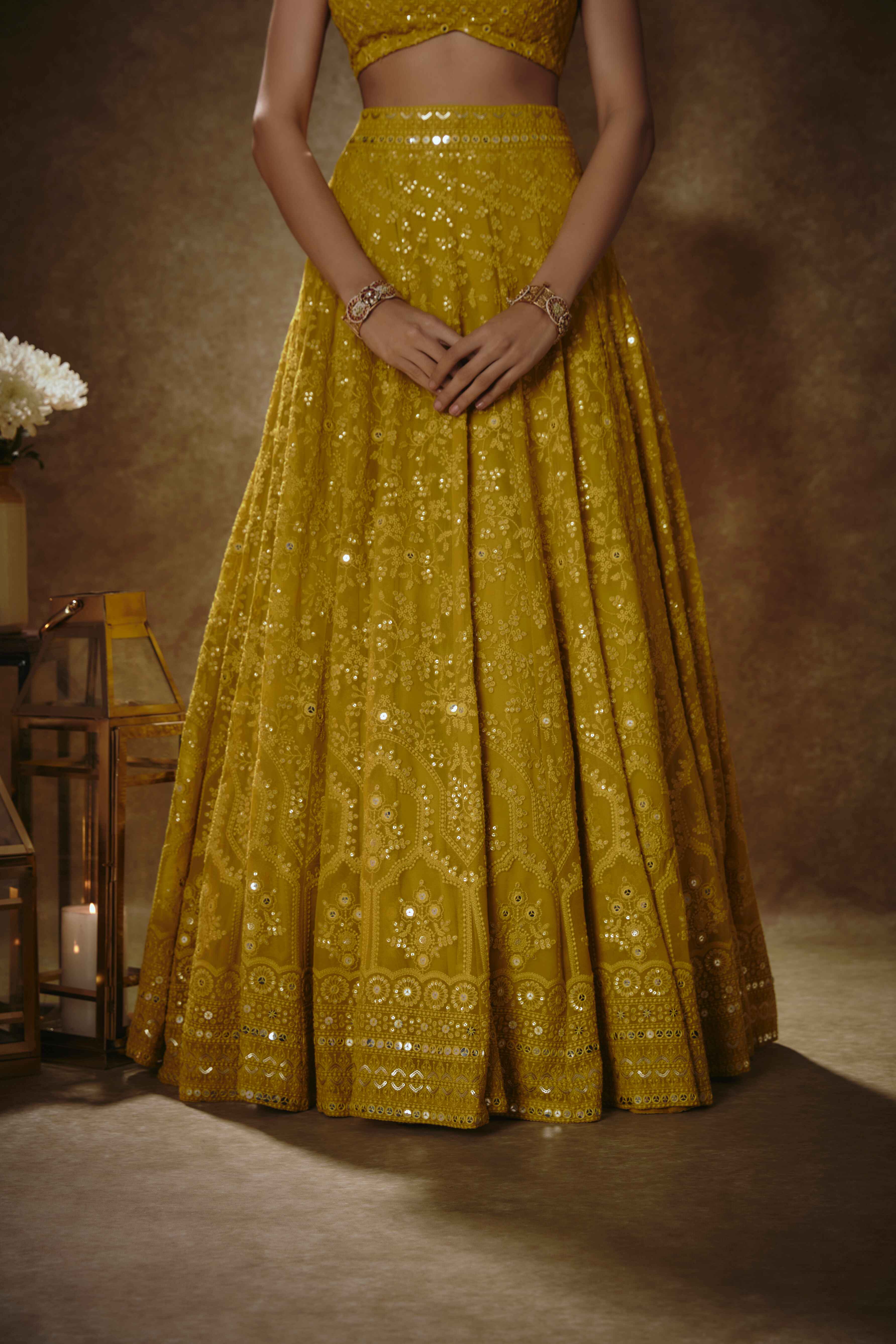 Antara – yellow organza lehenga, bisouNYC