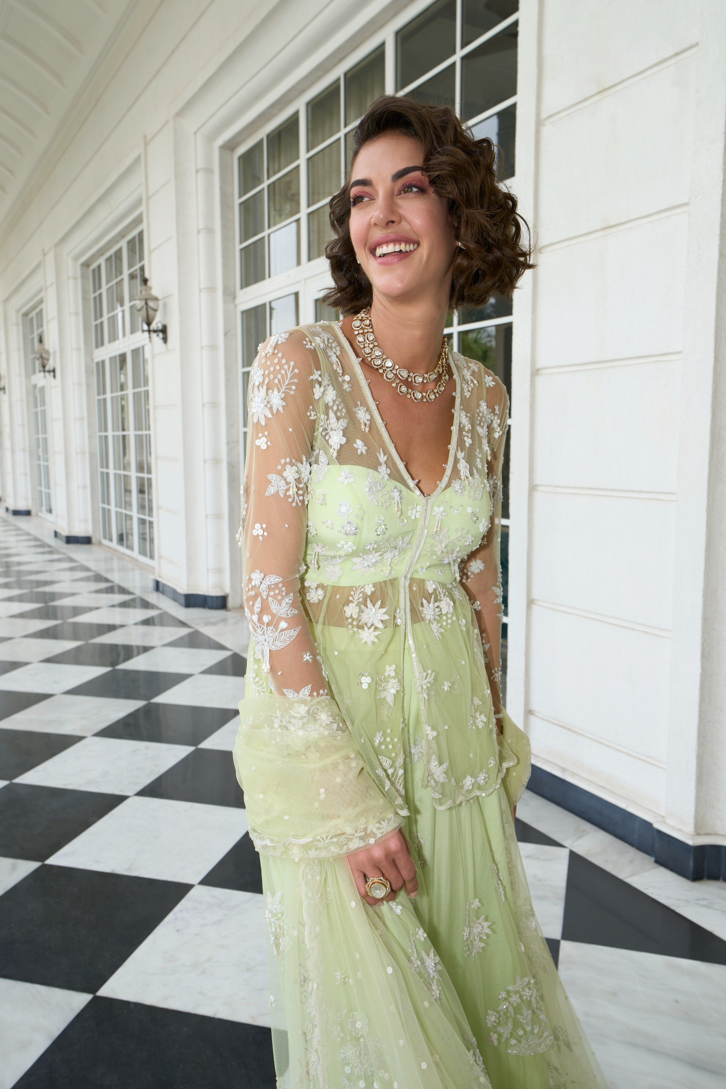 Anu – green net suit, bisouNYC