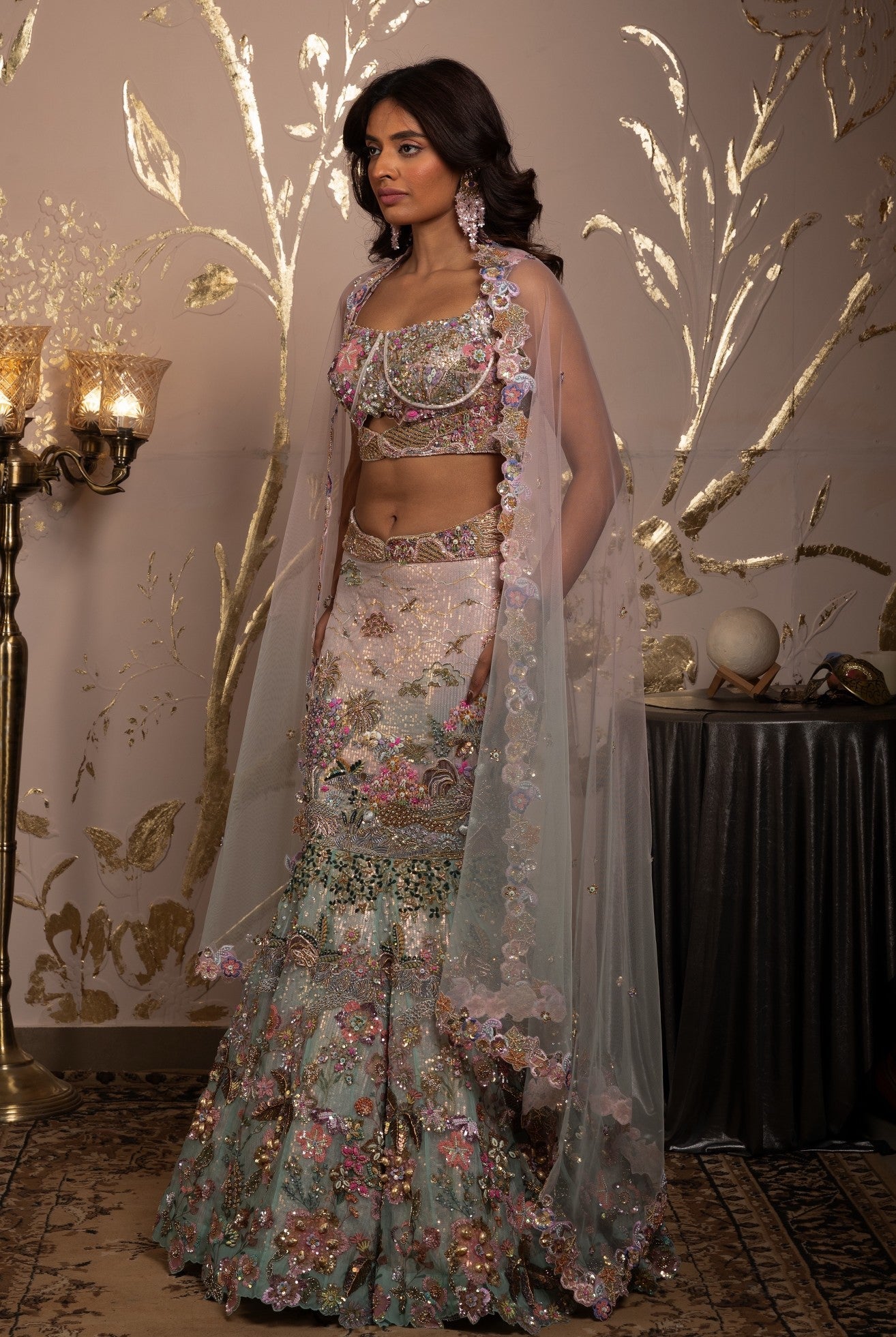 Aranya – pink organza lehenga, bisouNYC
