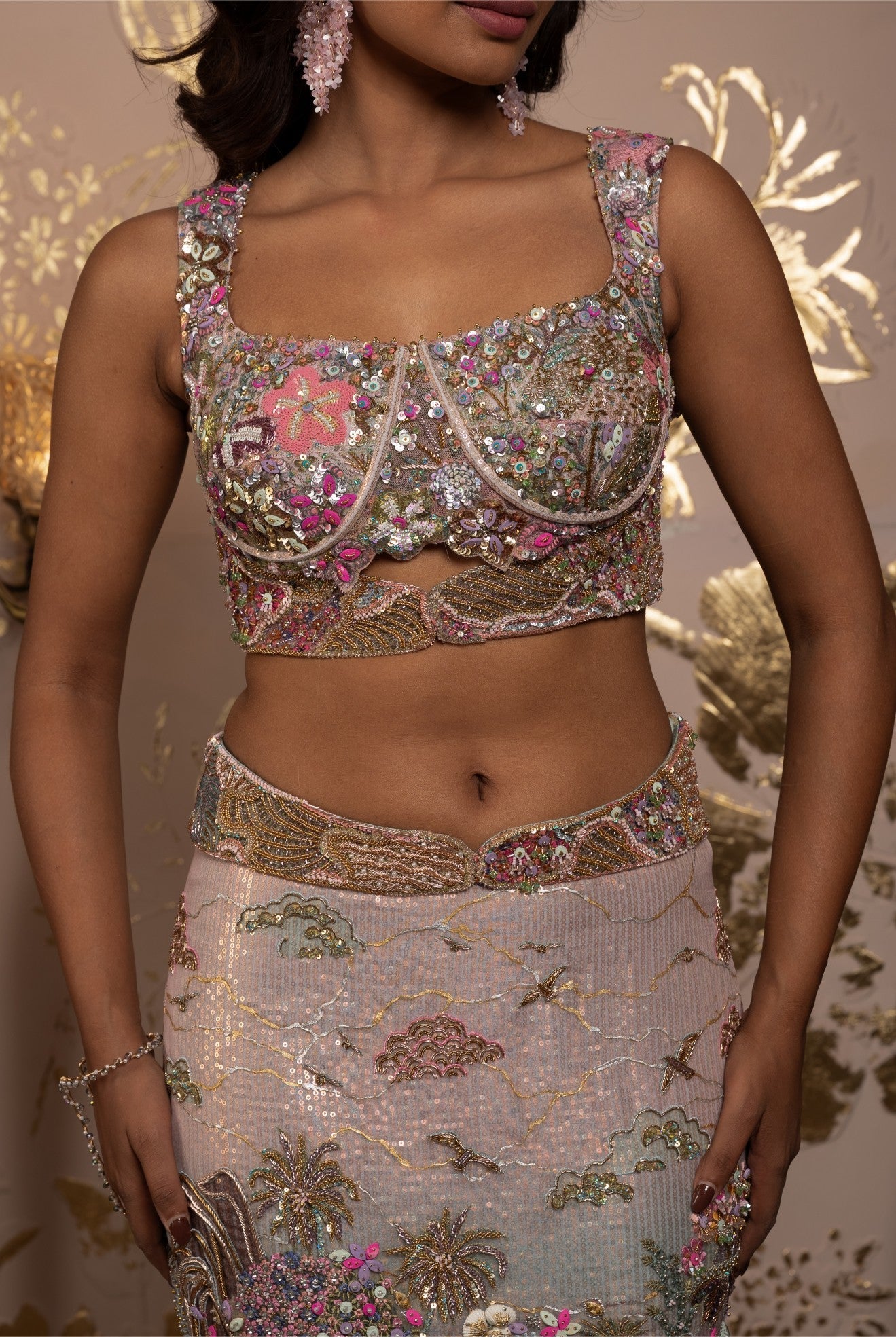 Aranya – pink organza lehenga, bisouNYC