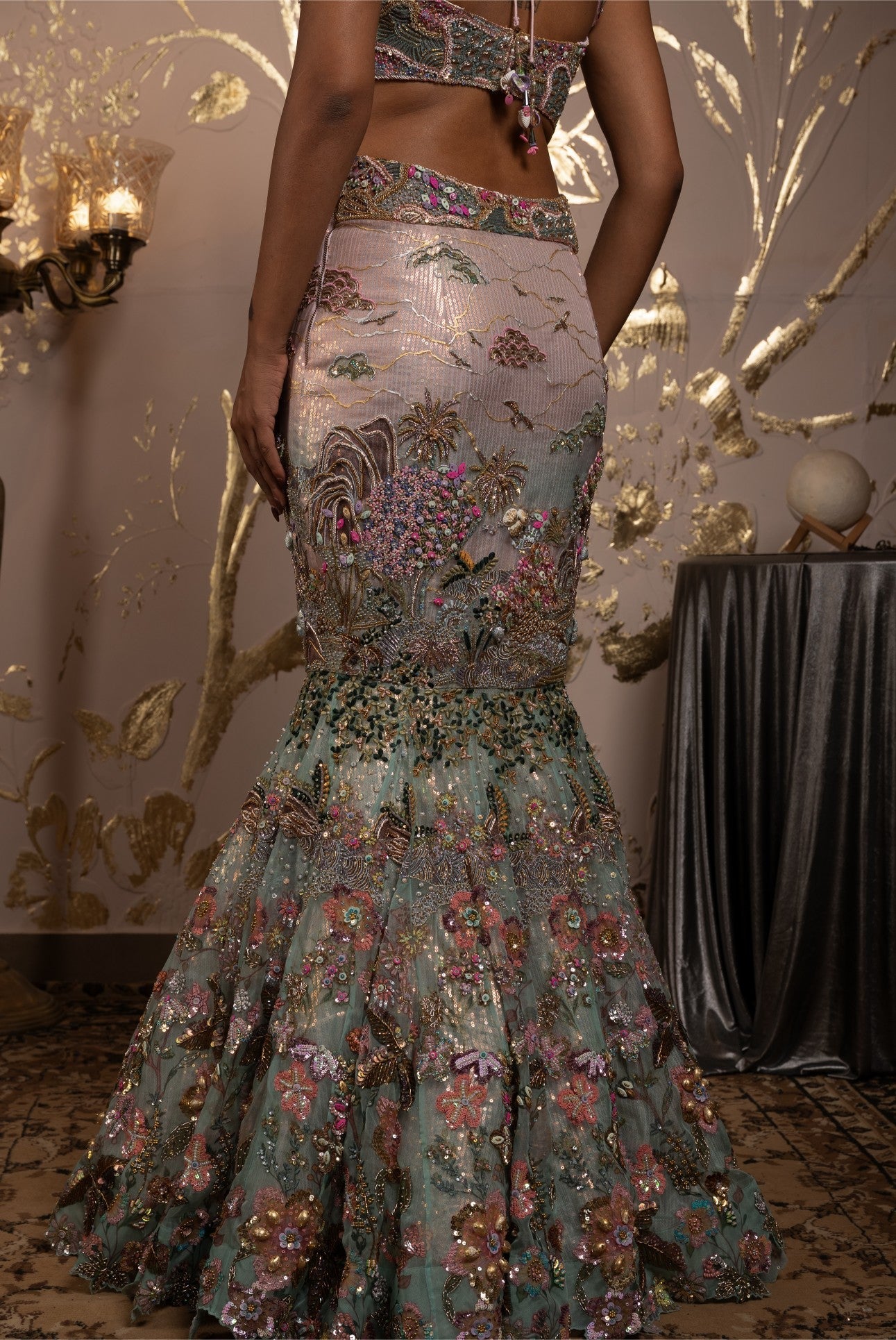Aranya – pink organza lehenga, bisouNYC