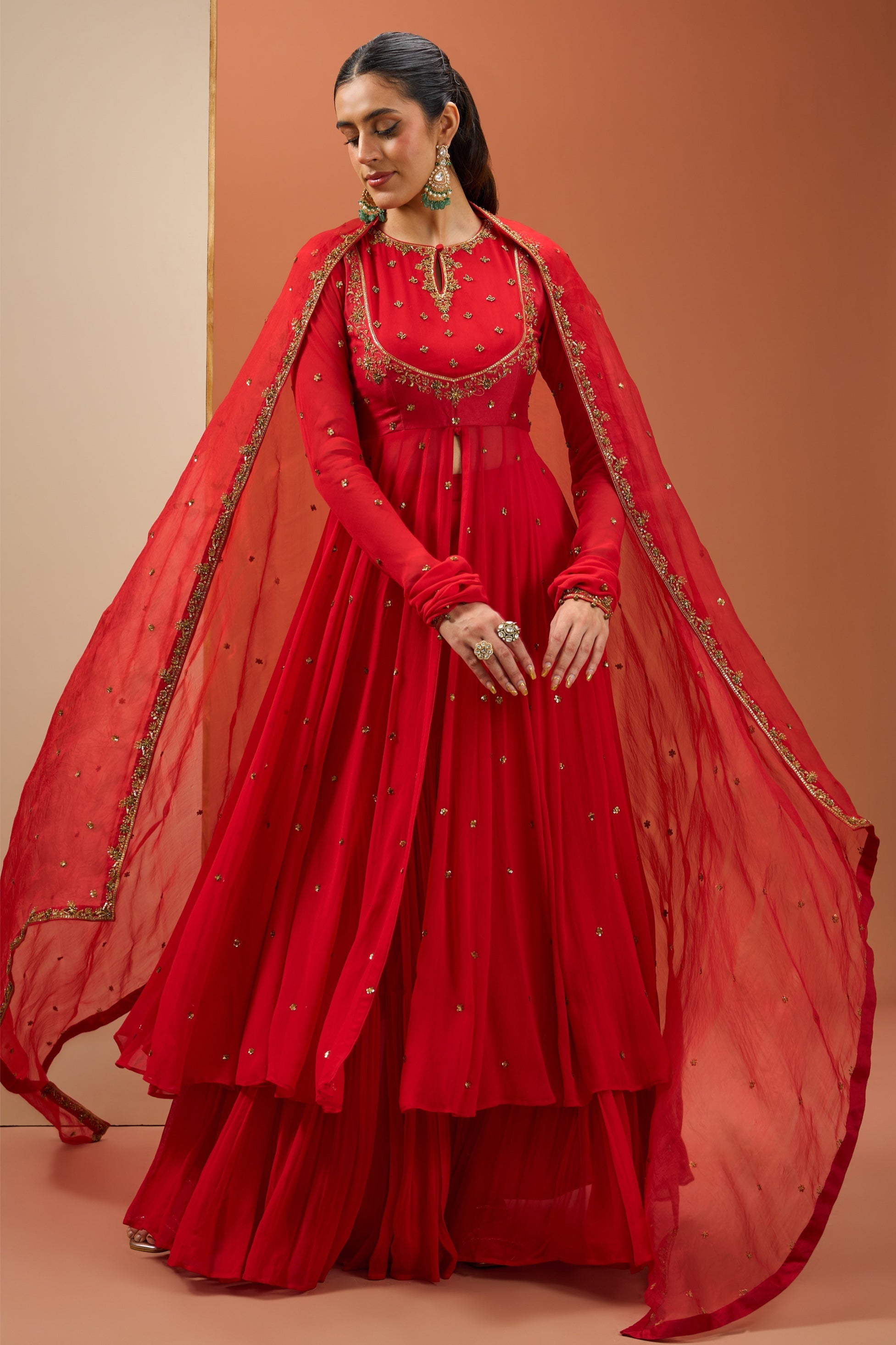 Ashna – red organza suit, bisouNYC