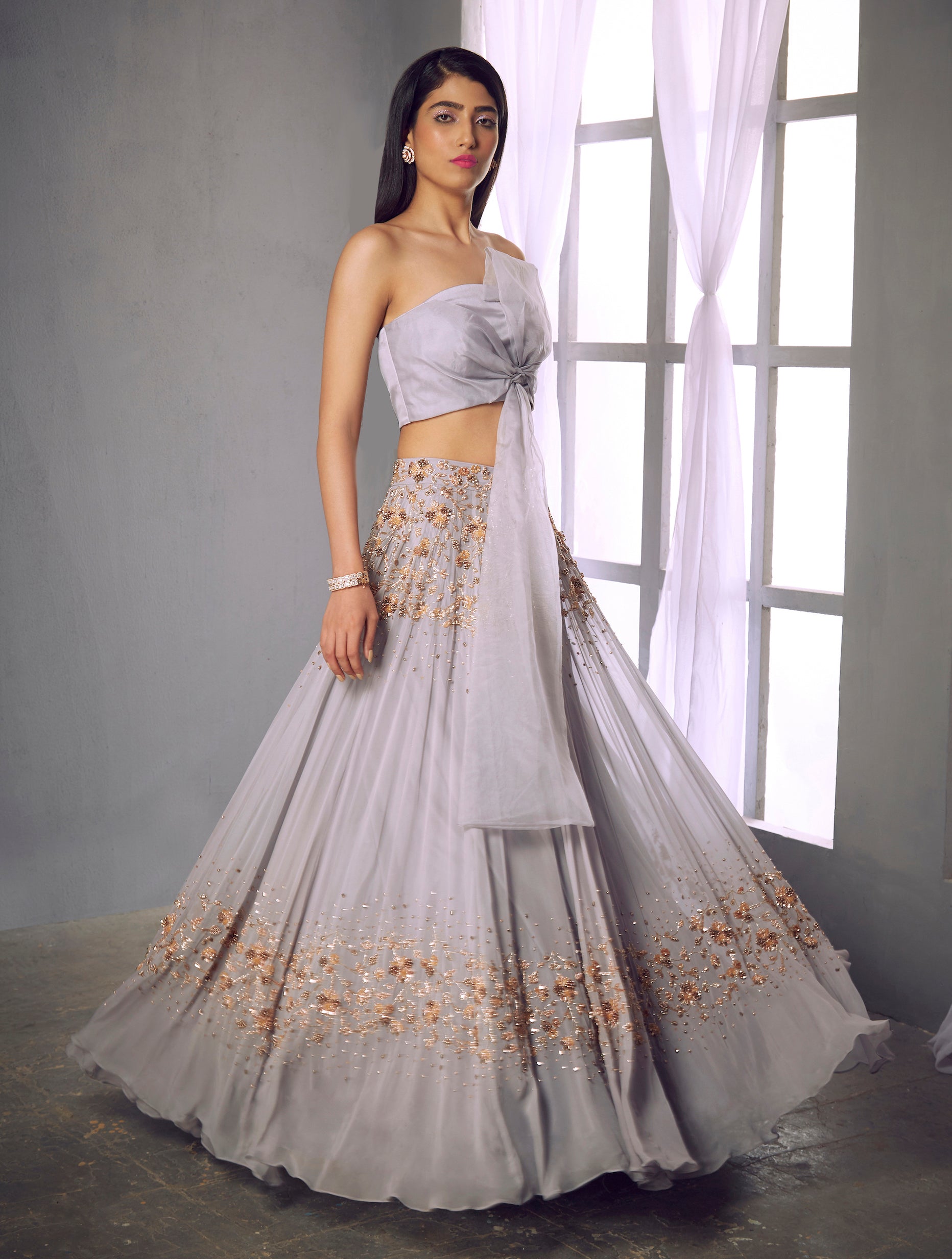 Aurora – lilac organza lehenga, bisouNYC