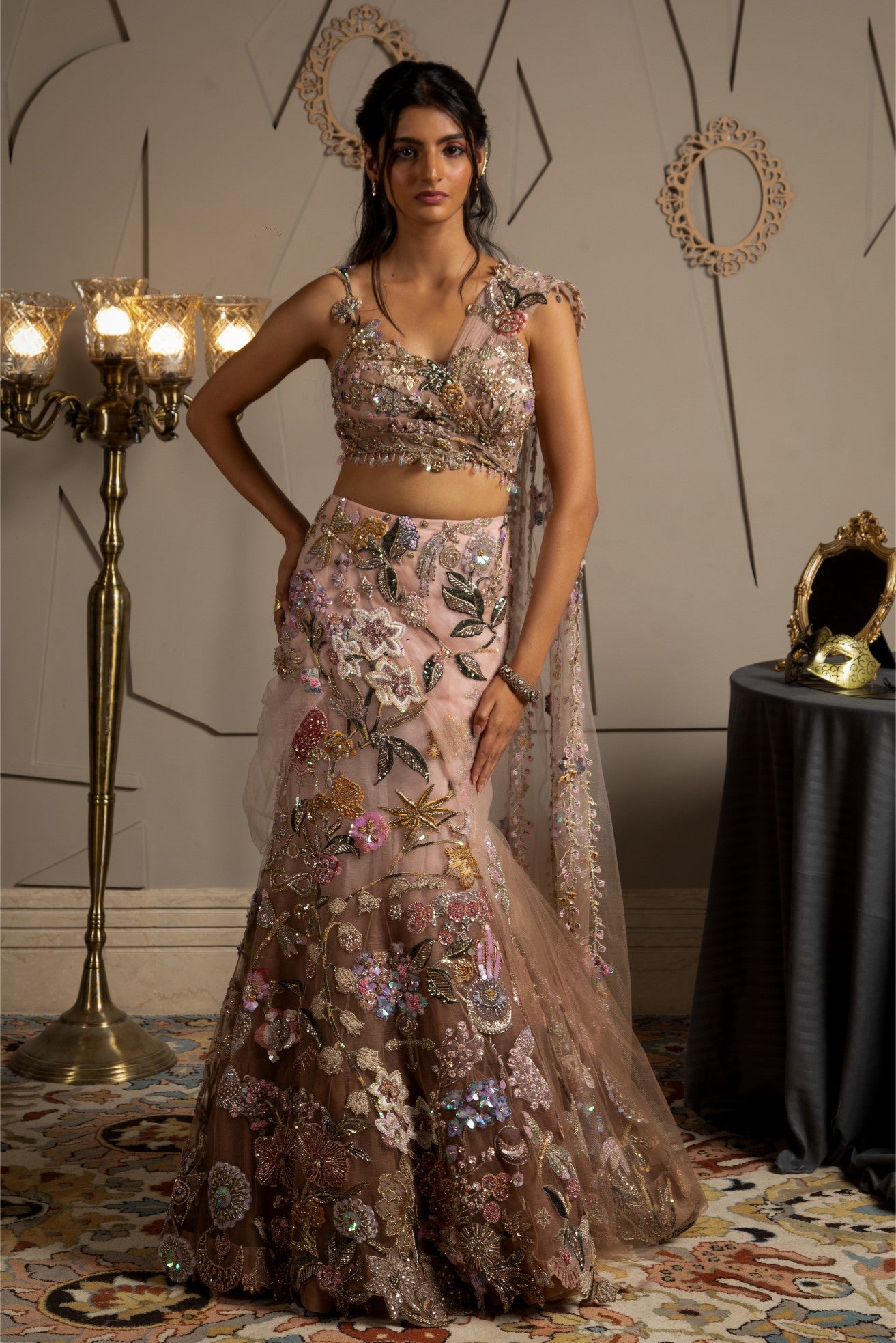 Aurora – pink net lehenga, bisouNYC