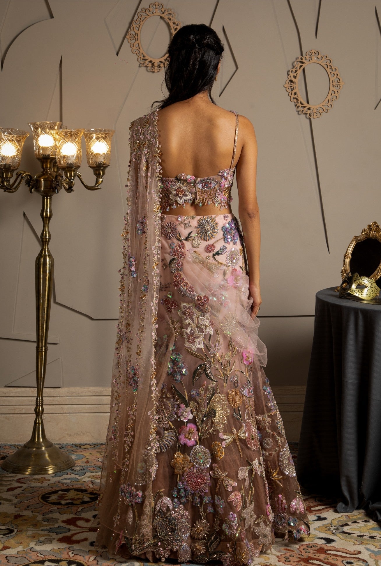 Aurora – pink net lehenga, bisouNYC