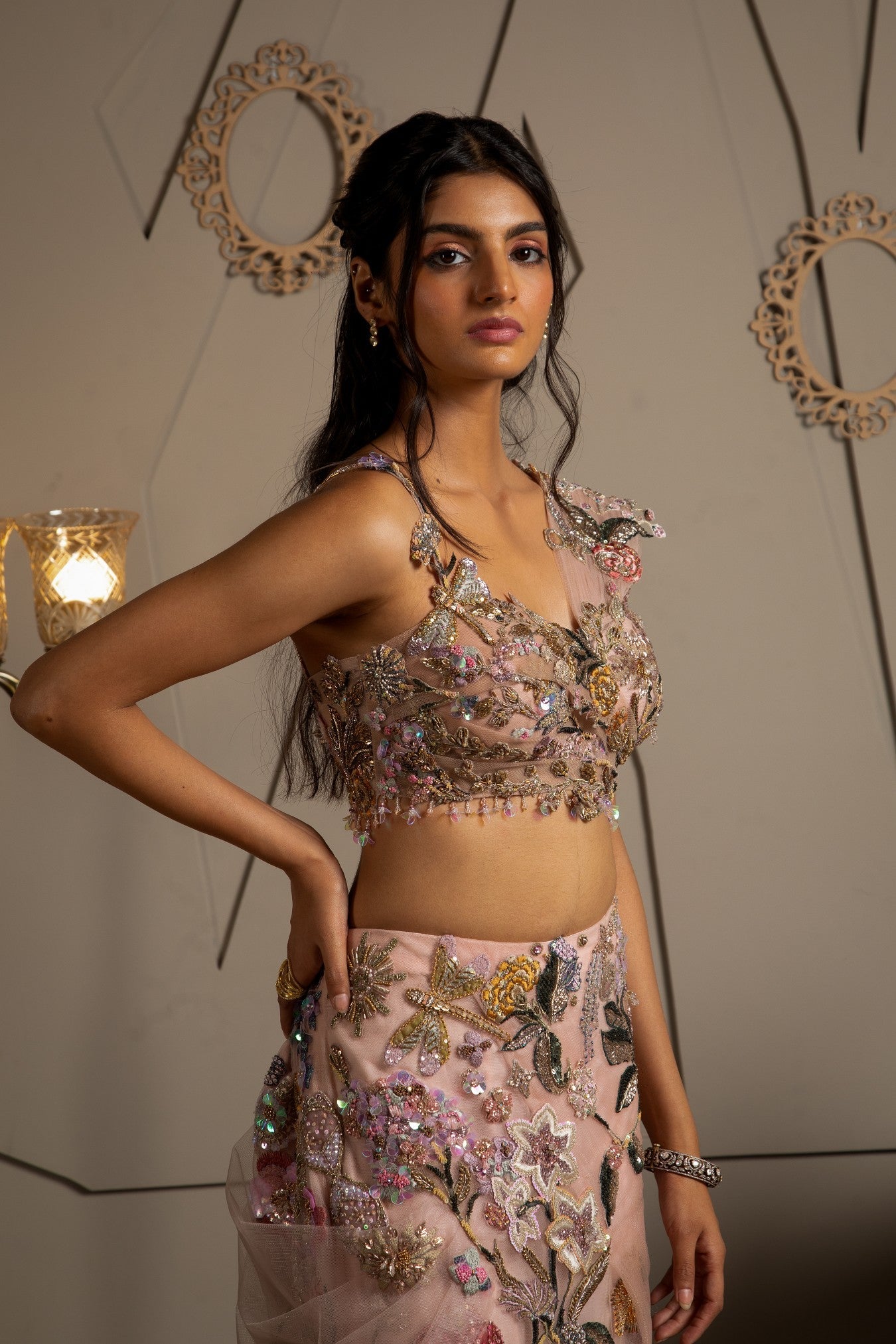 Aurora – pink net lehenga, bisouNYC