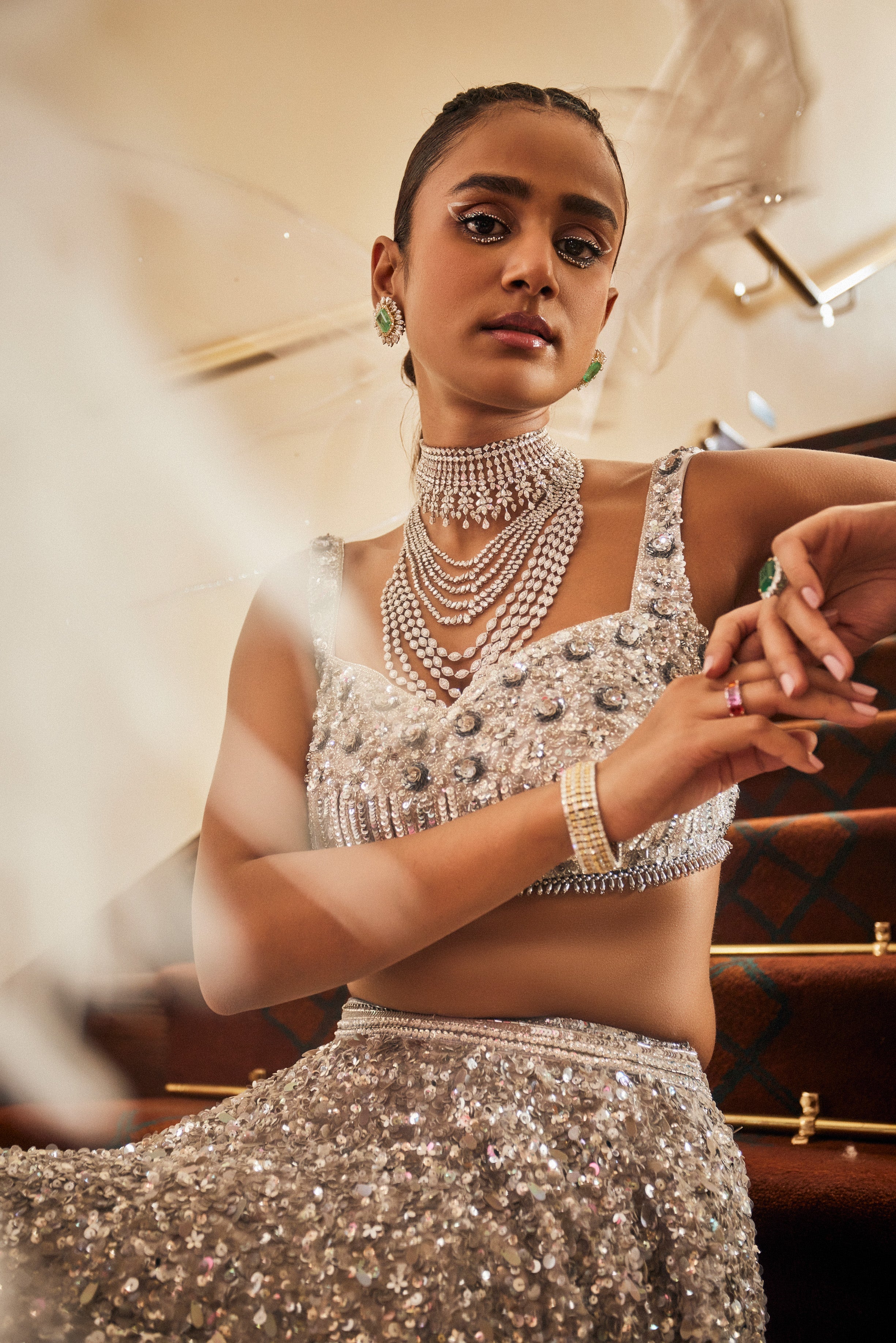 Ava – silver net lehenga, bisouNYC