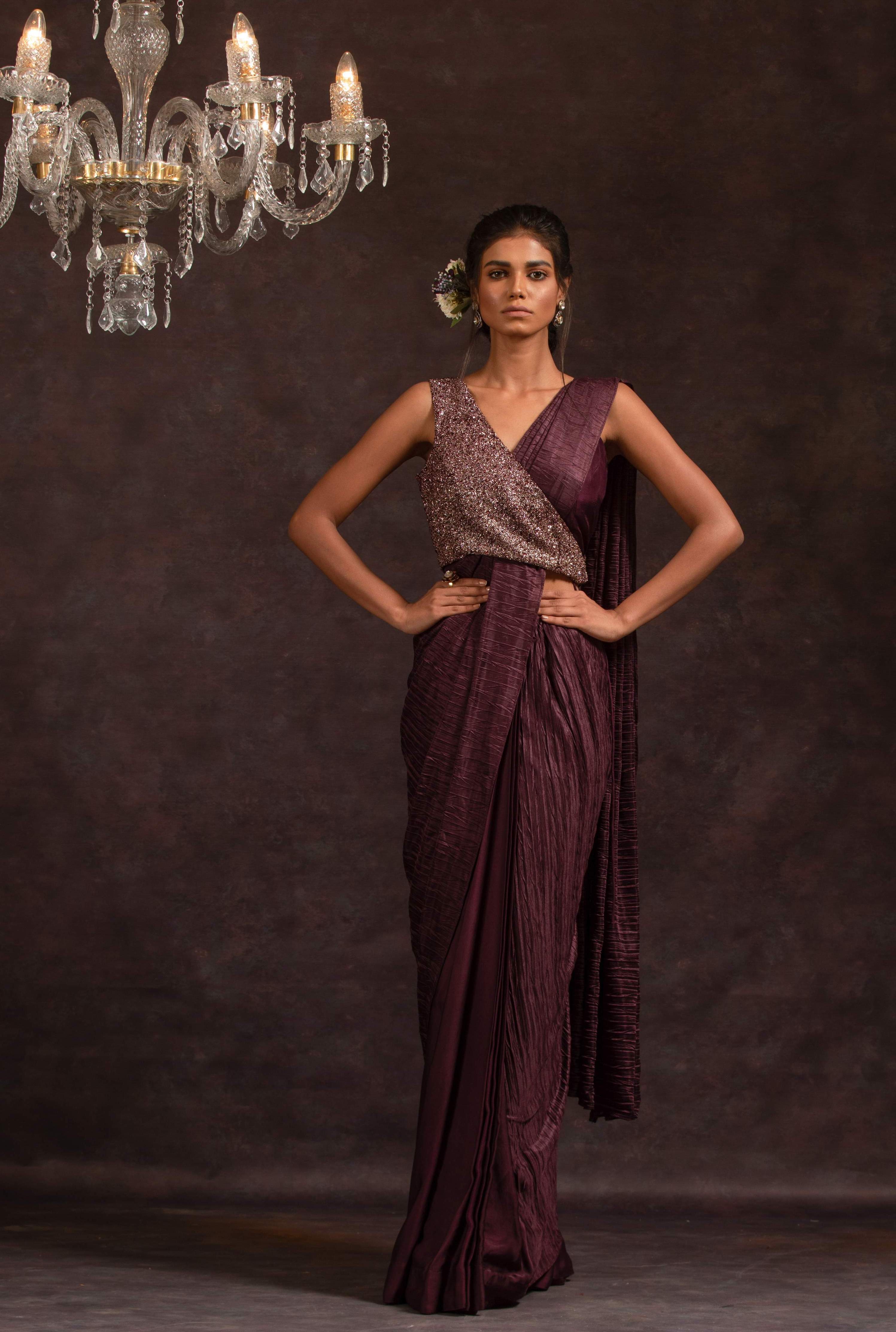 Ava – black georgette saree, bisouNYC