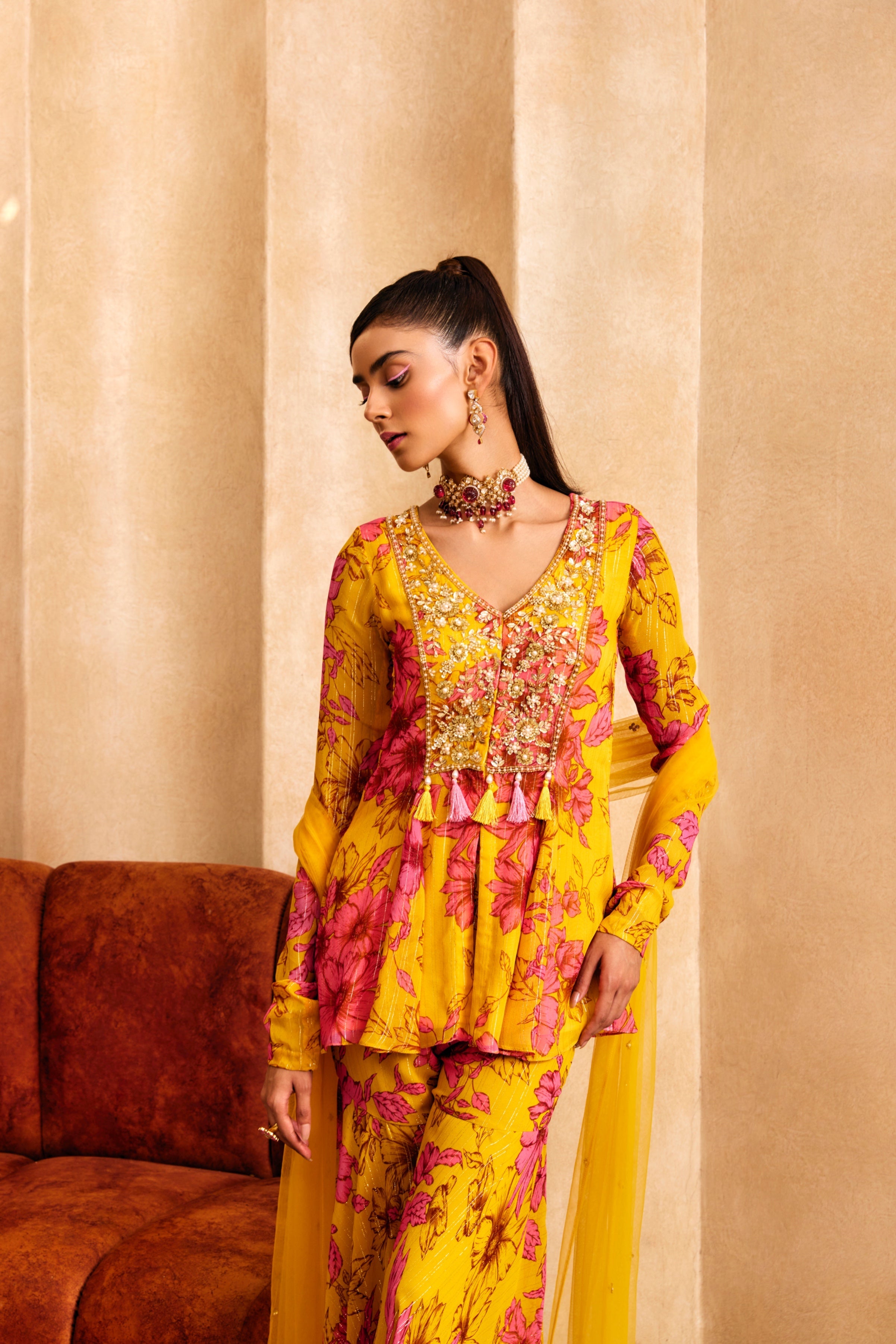 Avani – pink georgette suit, bisouNYC