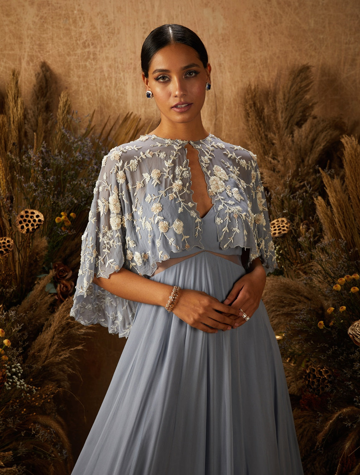 Bea – blue georgette dress, bisouNYC