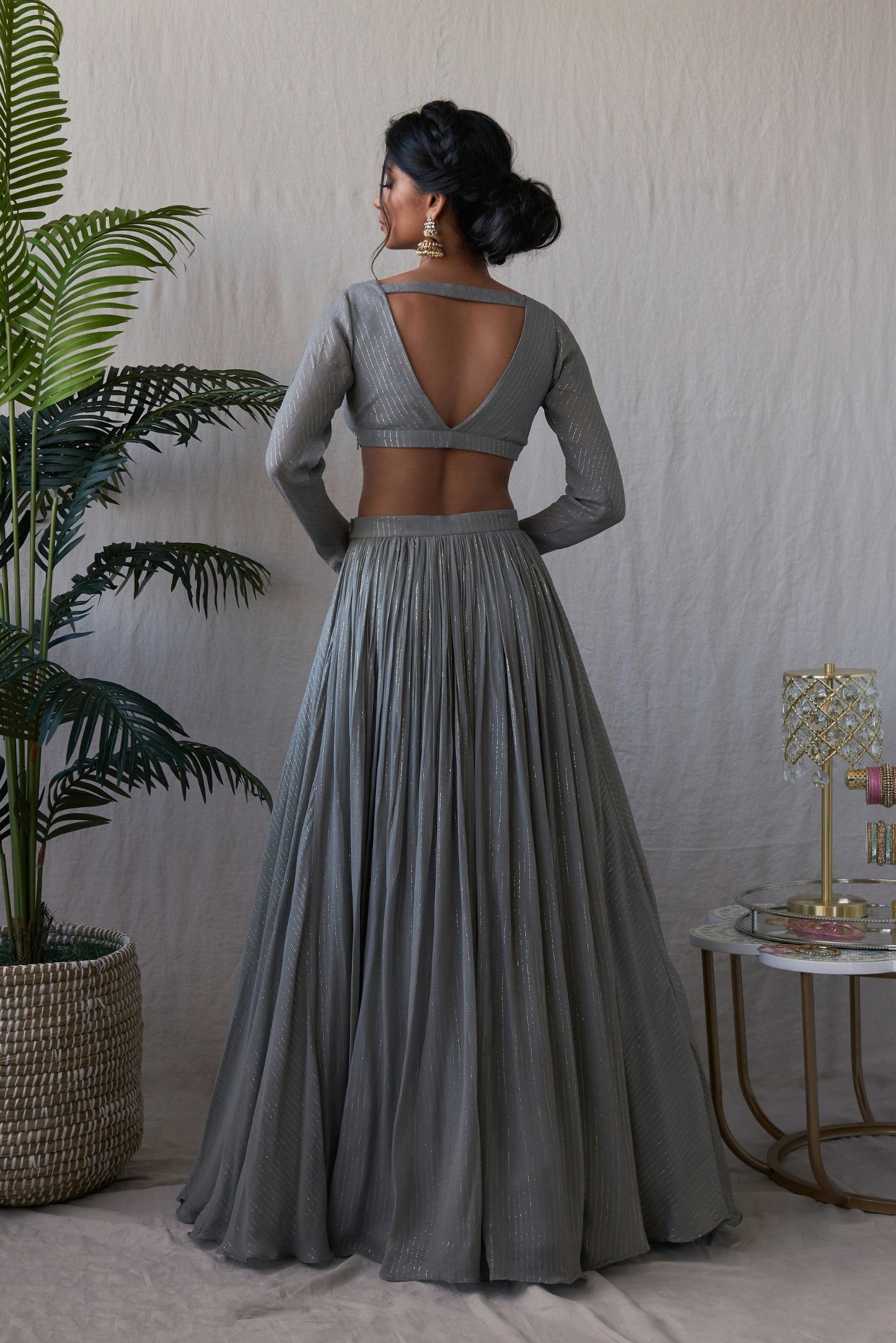 Roopa – grey lehenga, bisouNYC