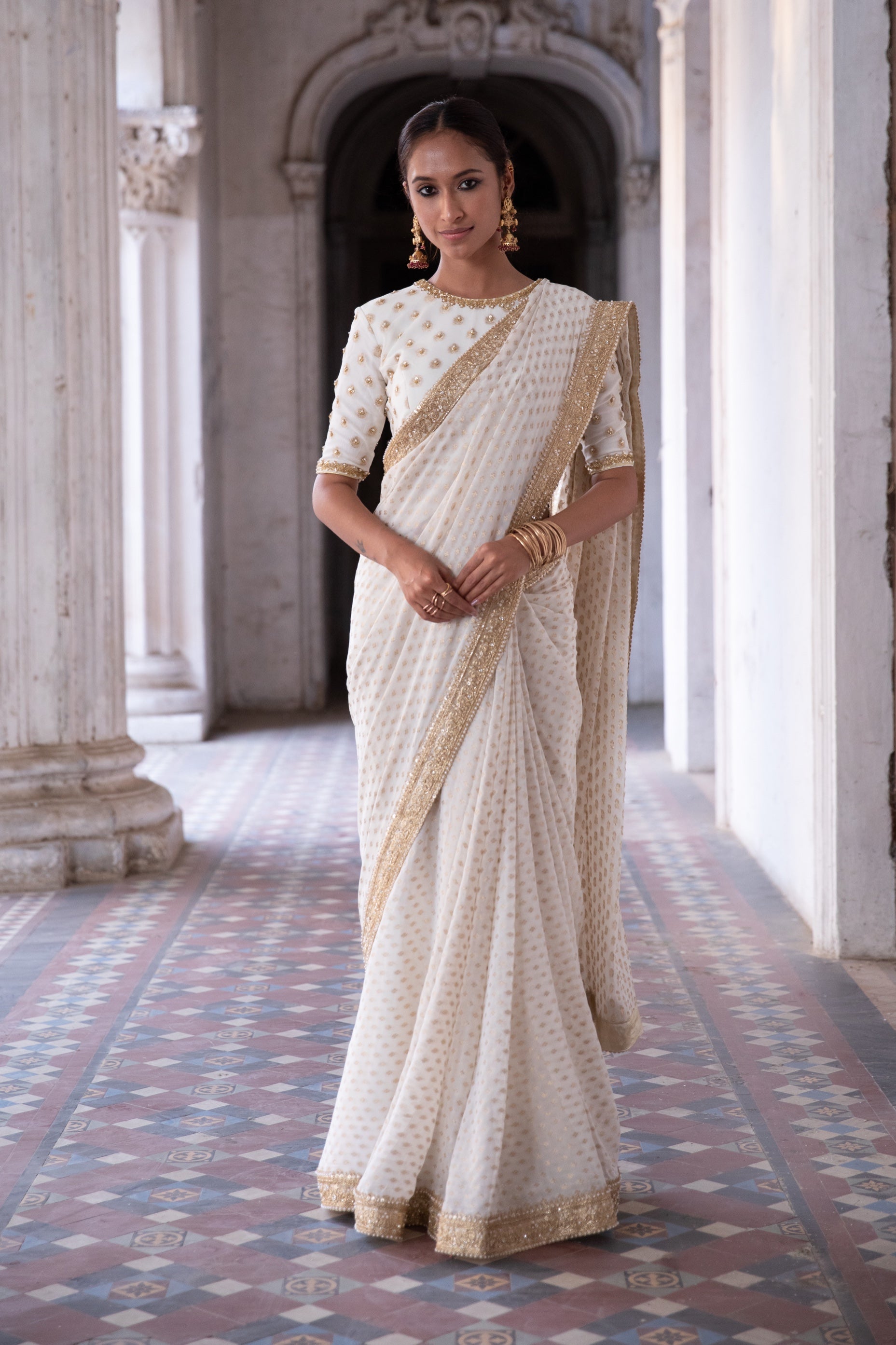 Chandni – ivory saree, bisouNYC