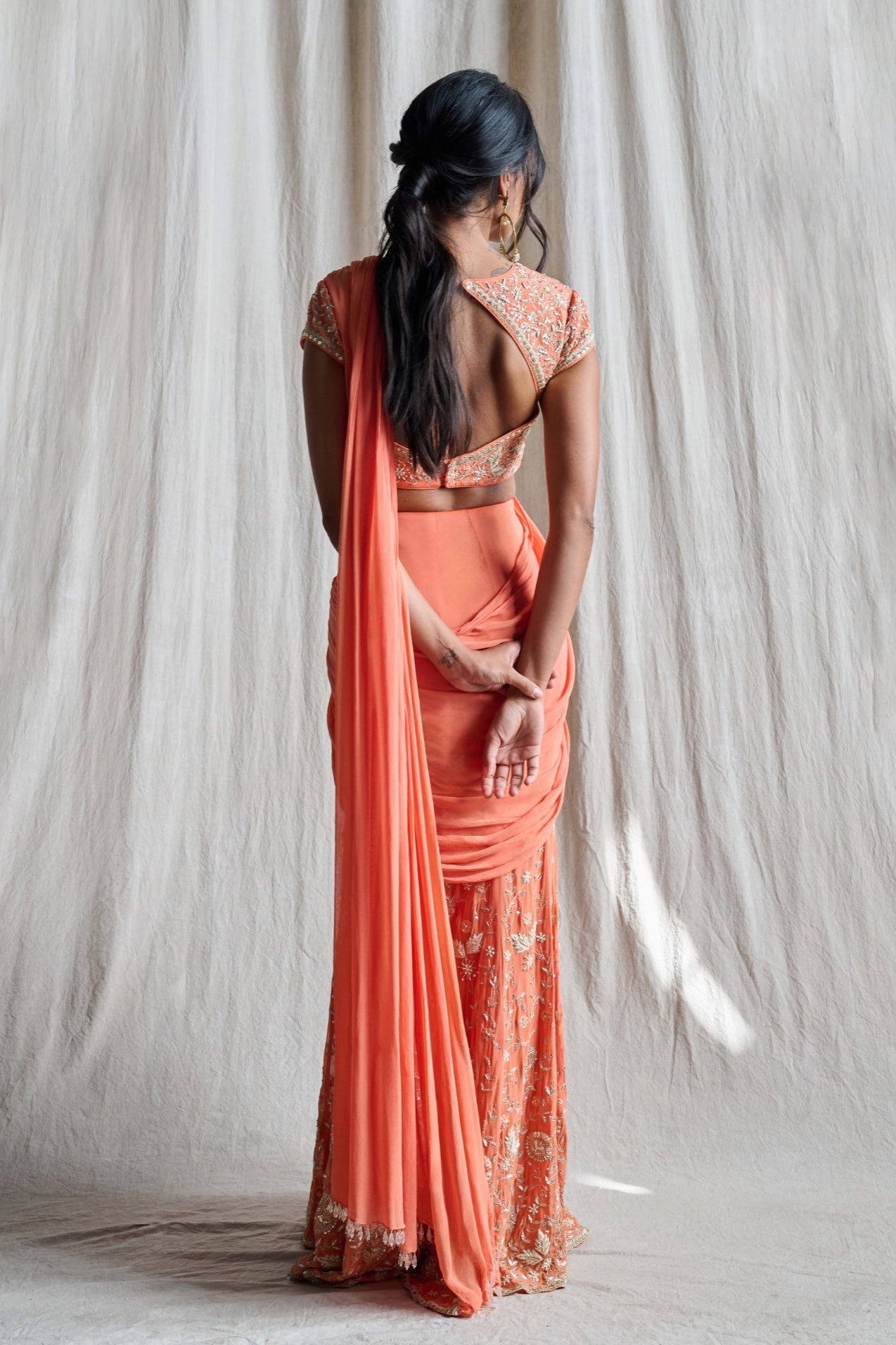 Coral crush – orange lehenga, bisouNYC