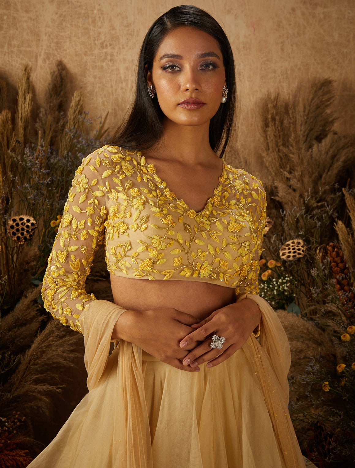 Dahlia – beige organza lehenga, bisouNYC