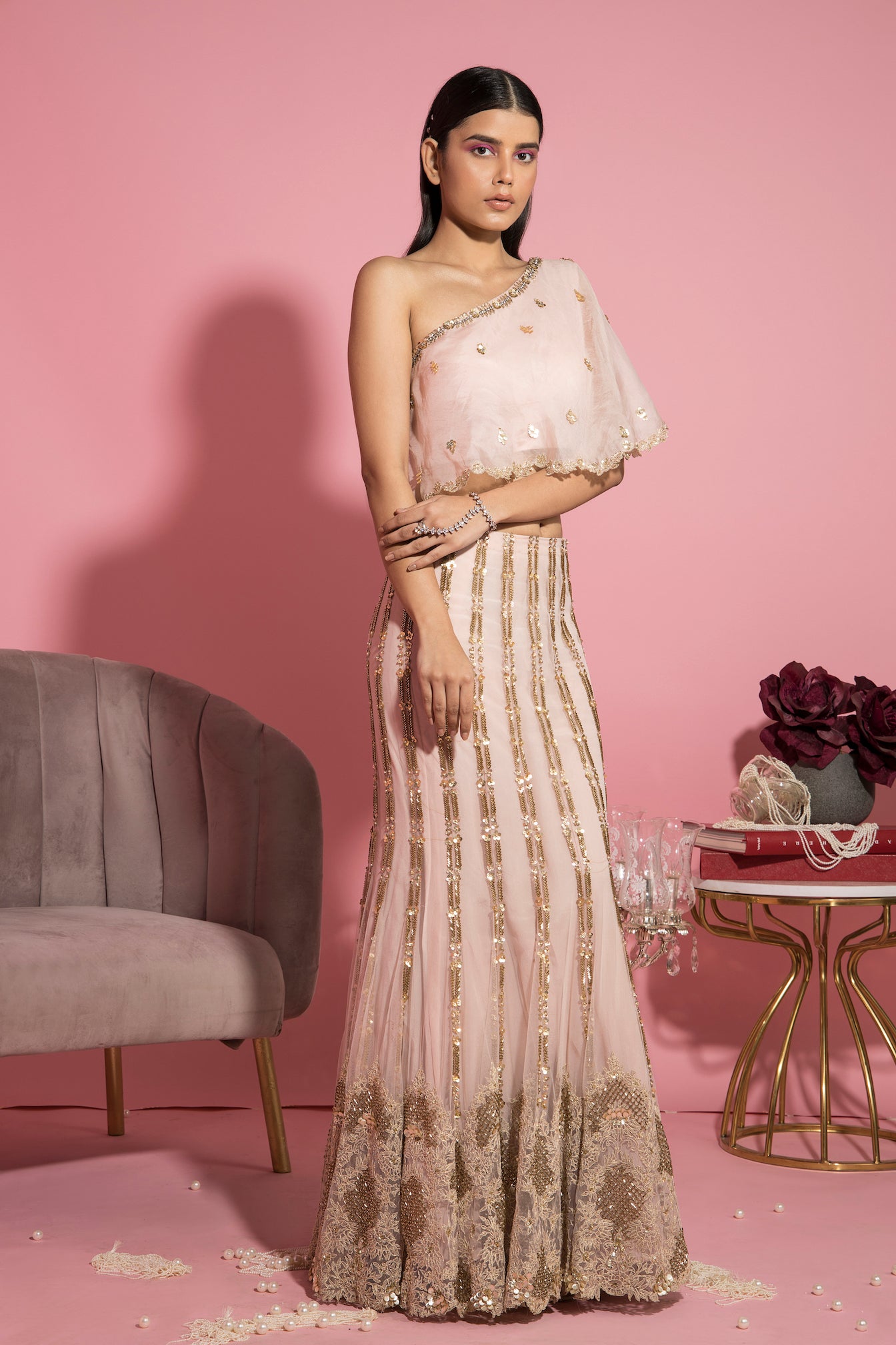 Divya – nude lehenga, bisouNYC