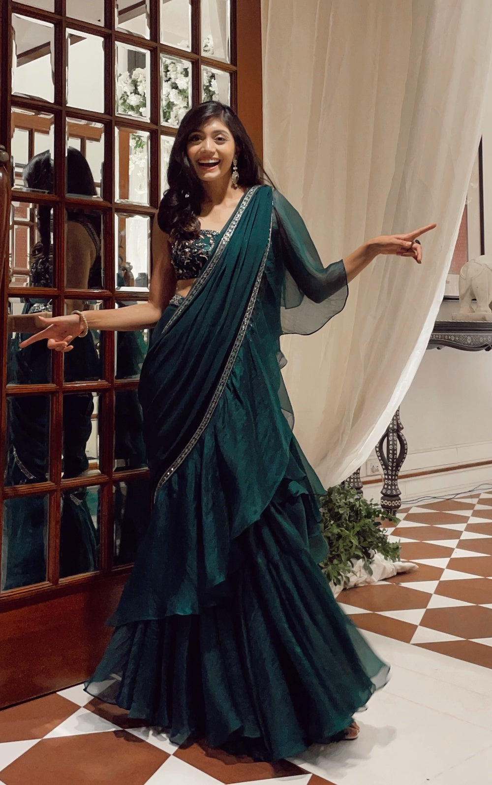 Divya – teal lehenga, bisouNYC