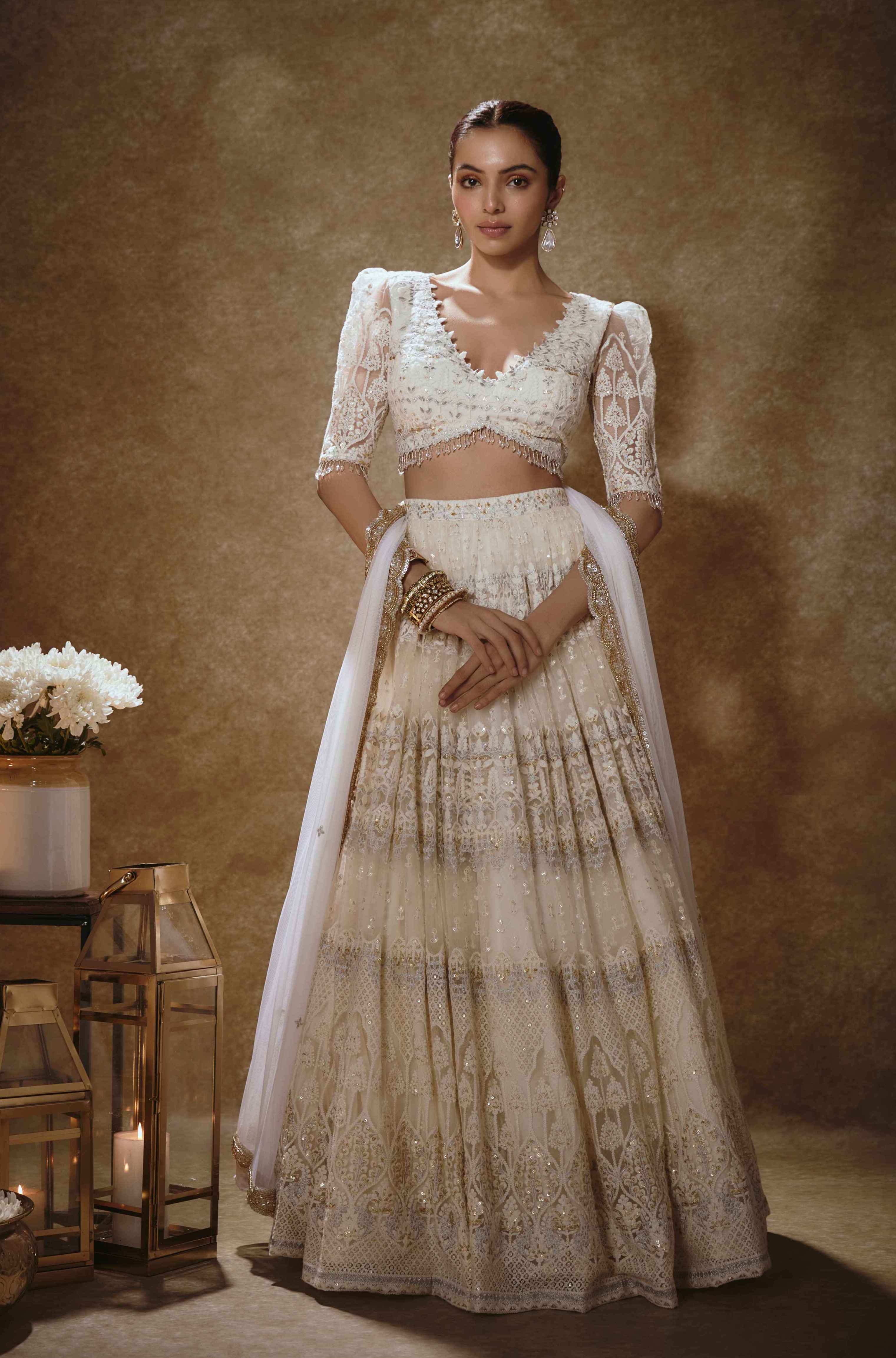 Ekasha – white net lehenga, bisouNYC