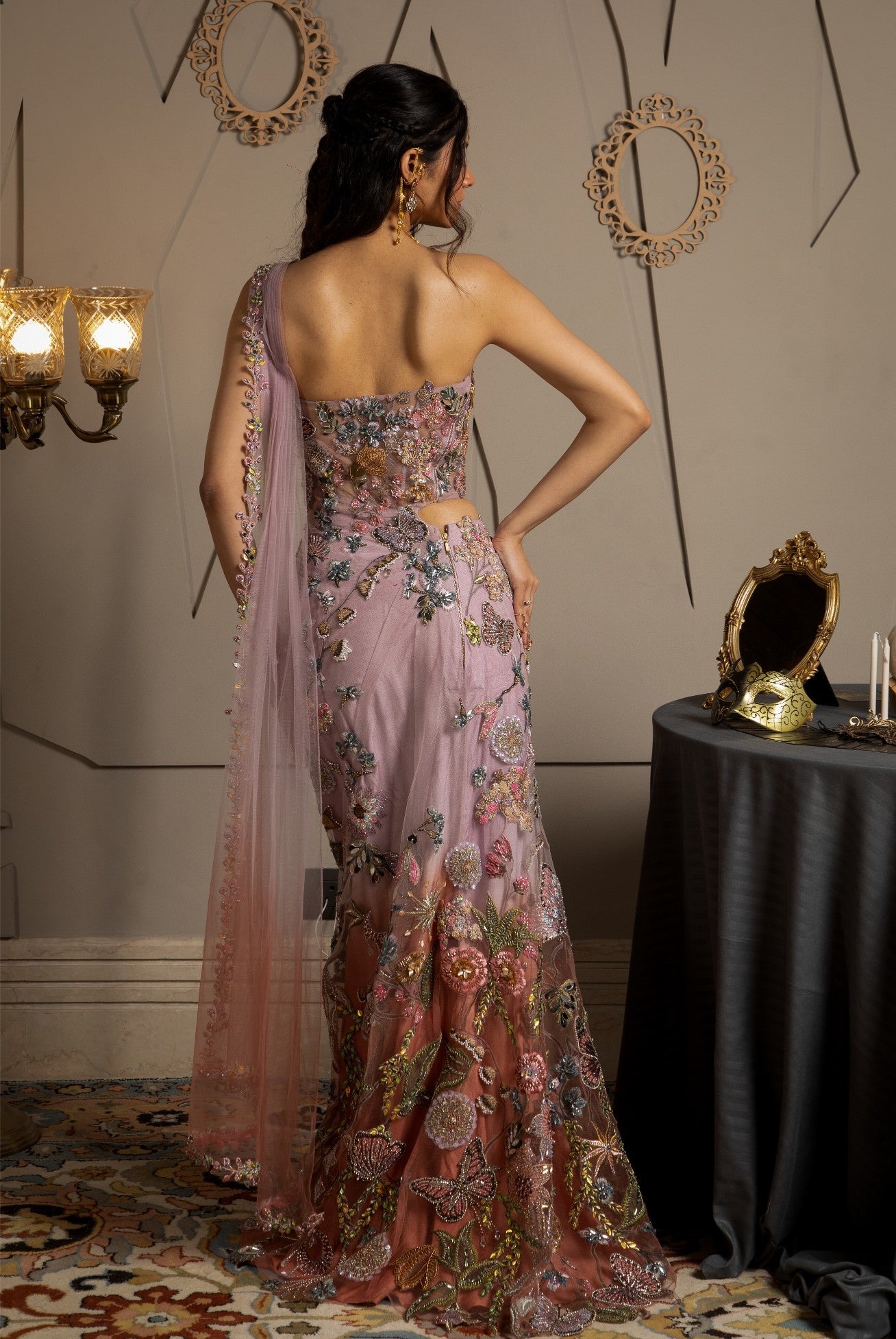 Elysia – taupe net lehenga, bisouNYC