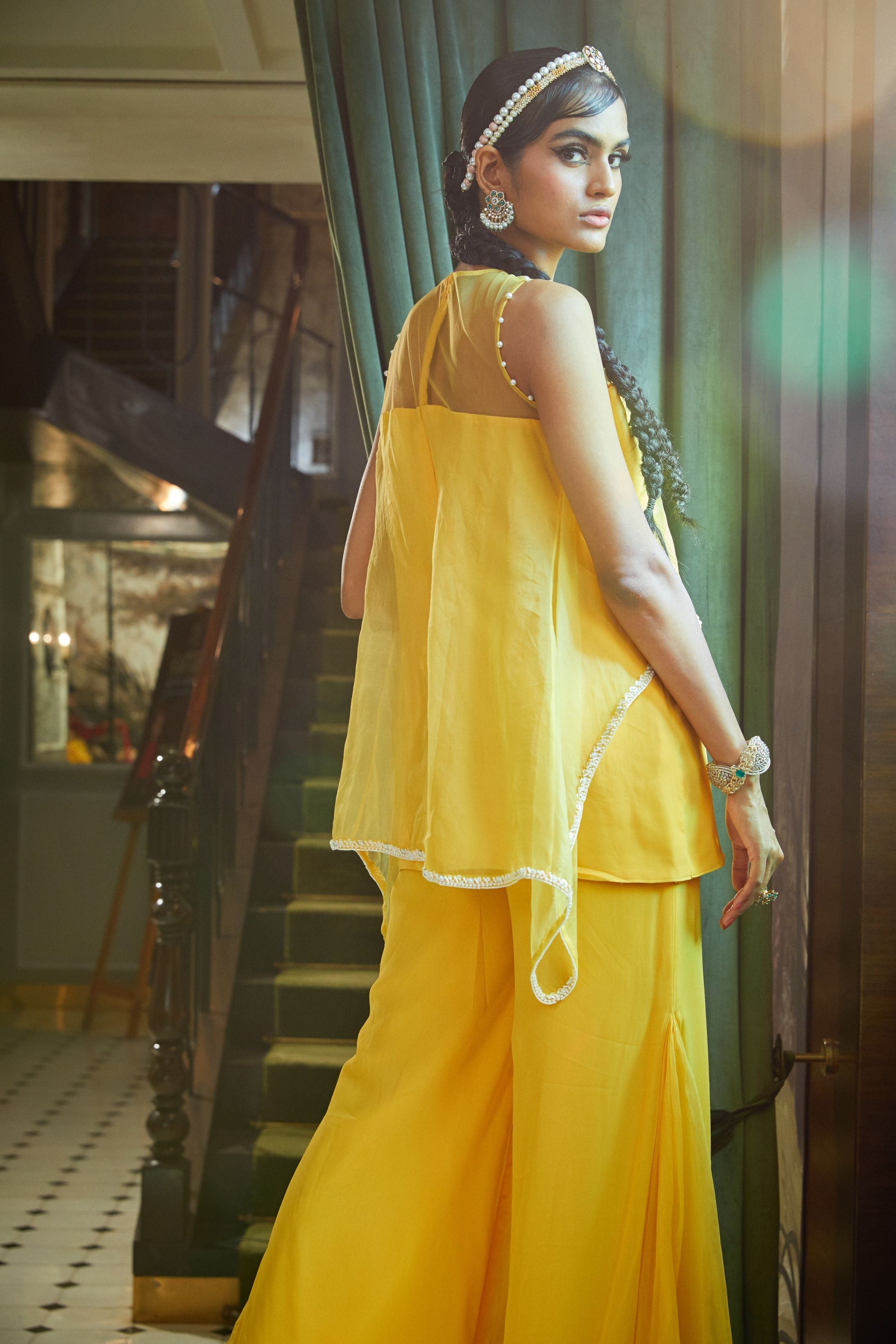 Esha – yellow organza suit, bisouNYC