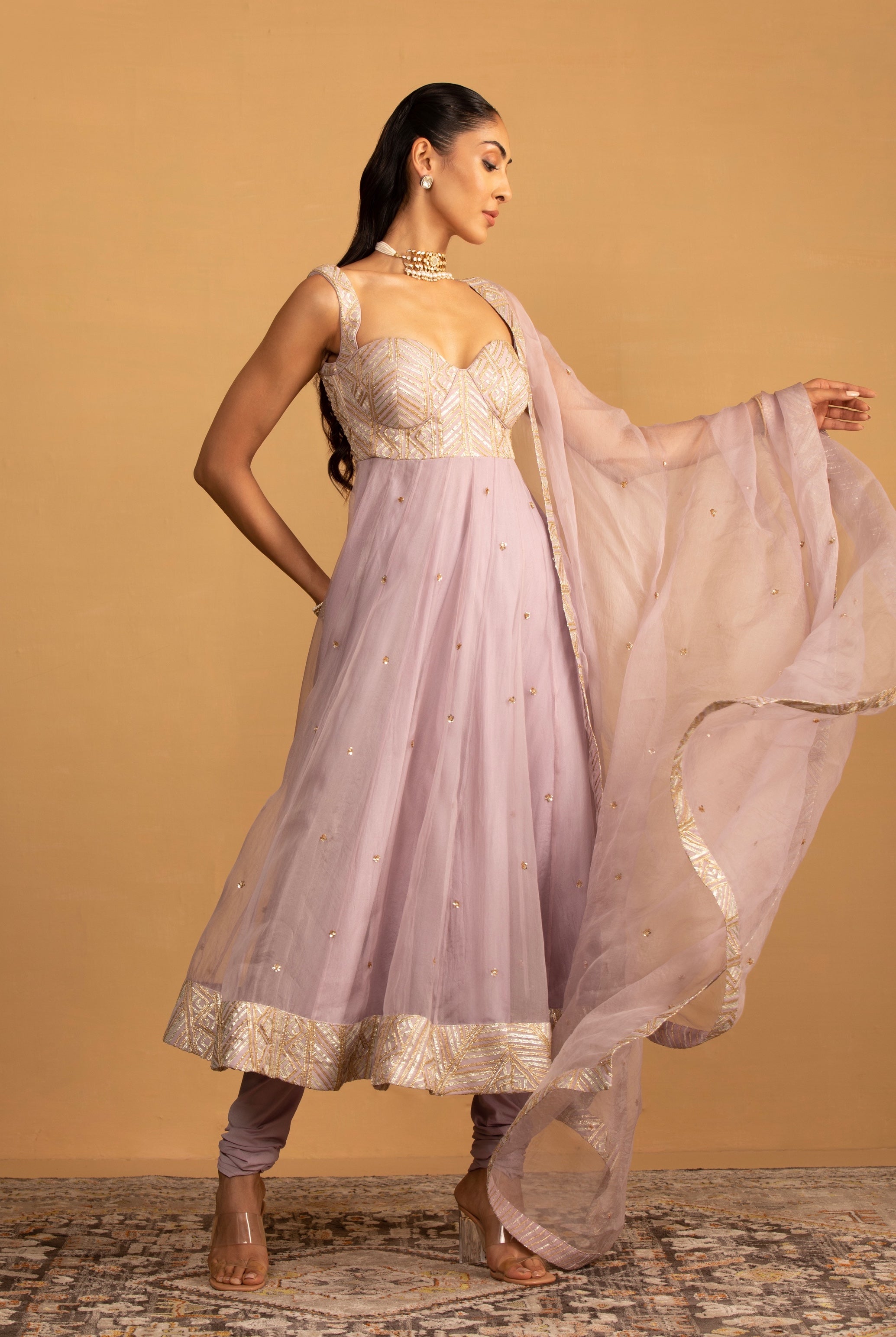 Esha – lilac organza suit, bisouNYC