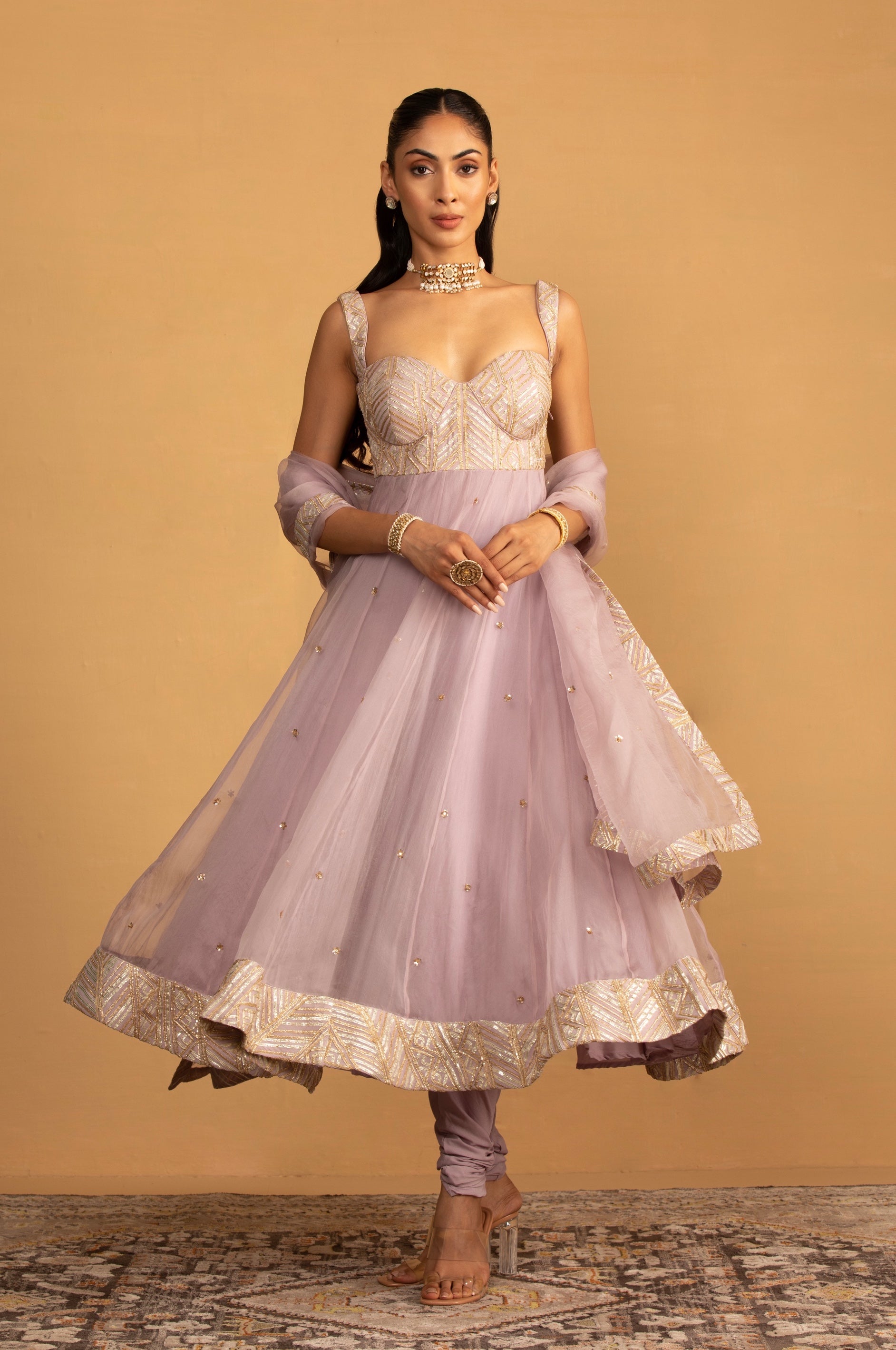 Esha – lilac organza suit, bisouNYC
