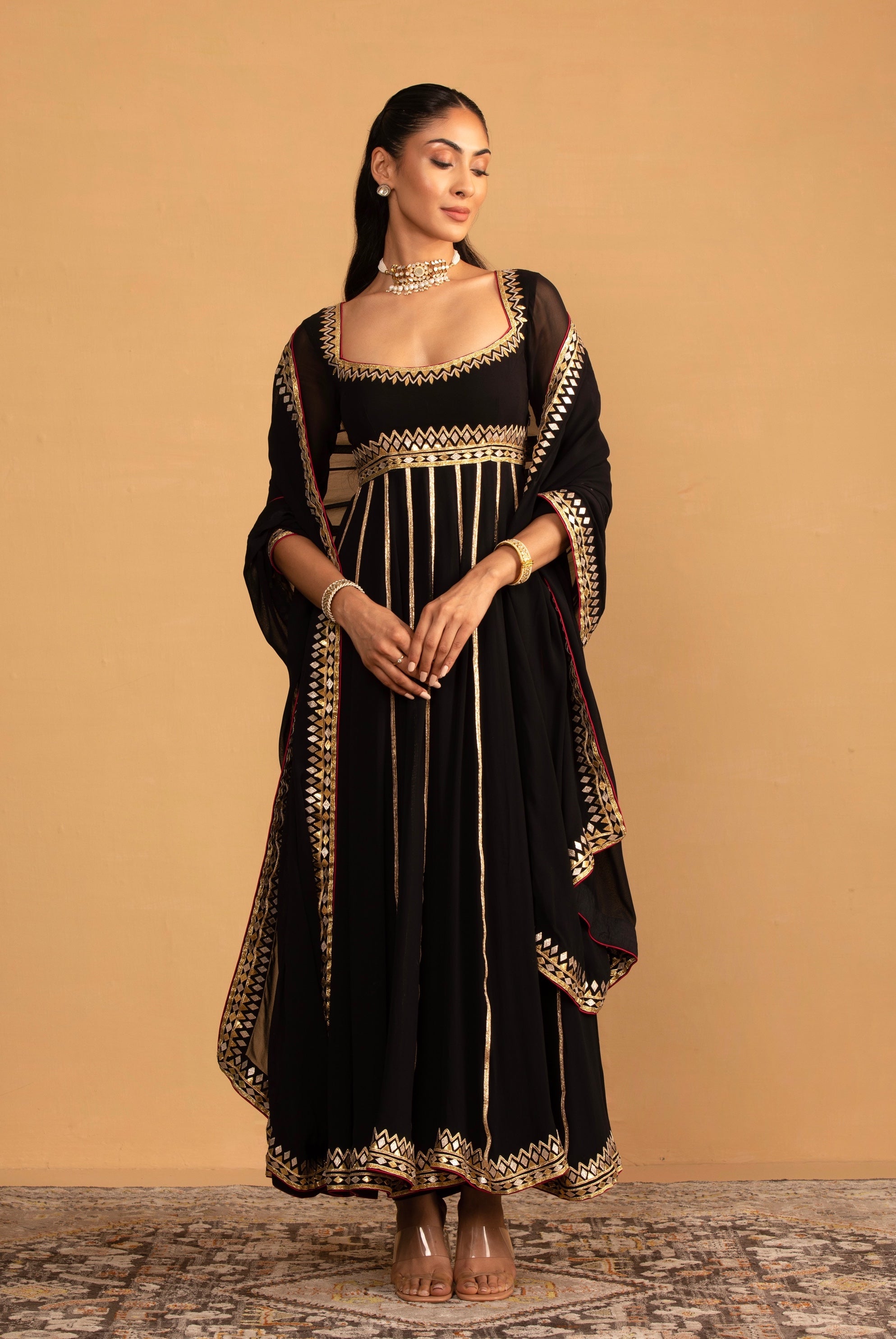 Falak – black georgette suit, bisouNYC