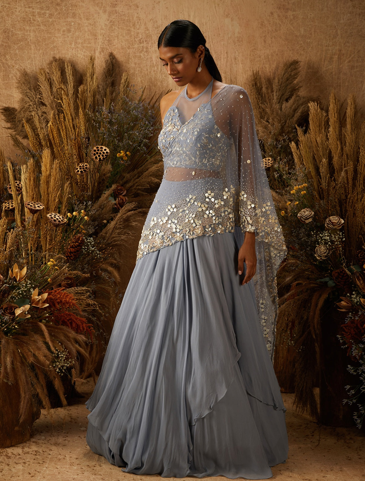 Ferra – blue georgette lehenga, bisouNYC