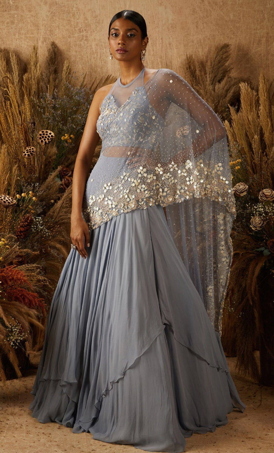 Ferra – blue georgette lehenga, bisouNYC