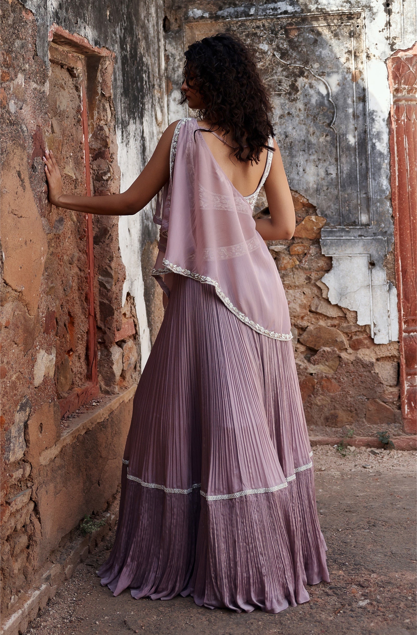 Geet – lilac organza lehenga, bisouNYC