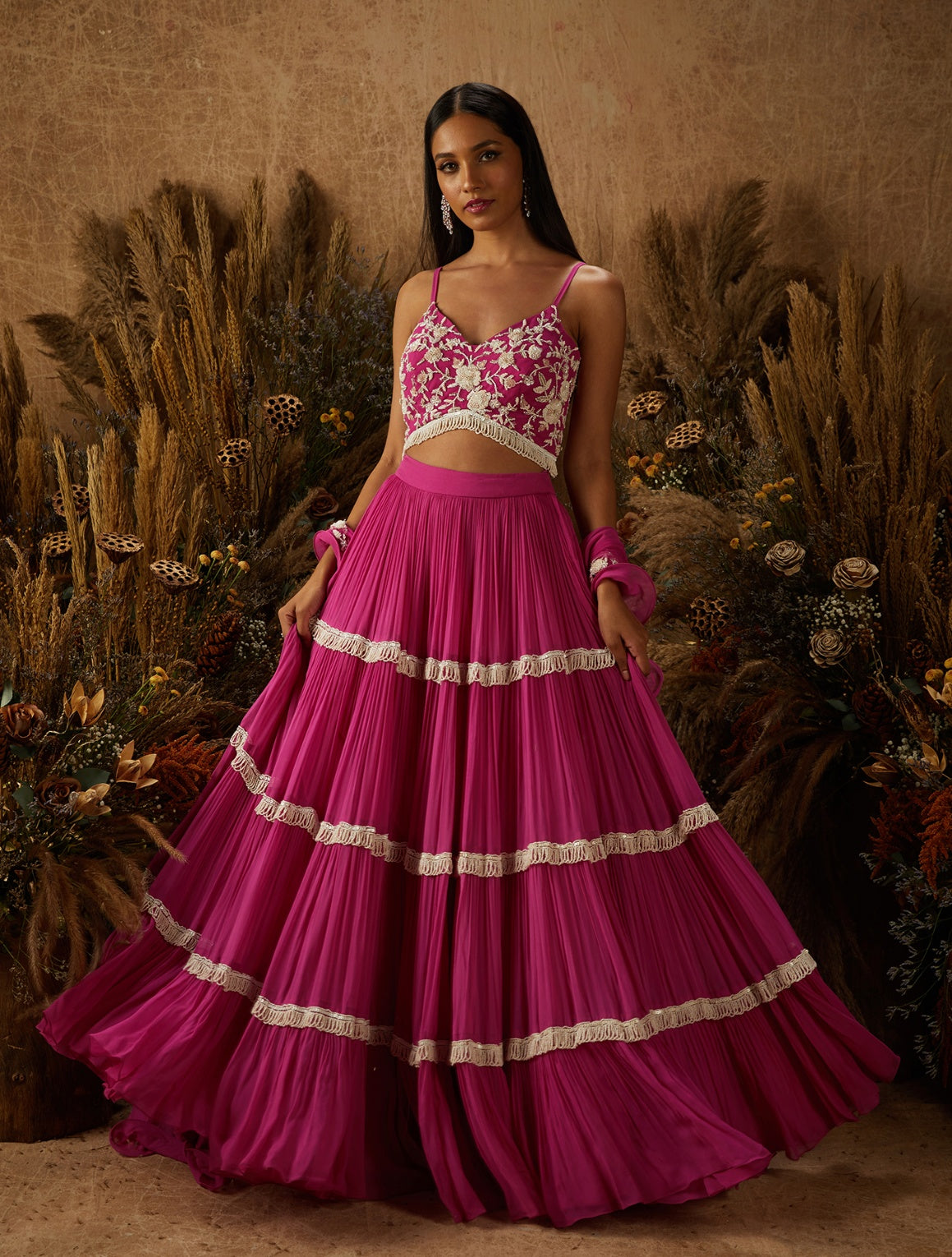 Giselle – pink georgette lehenga, bisouNYC