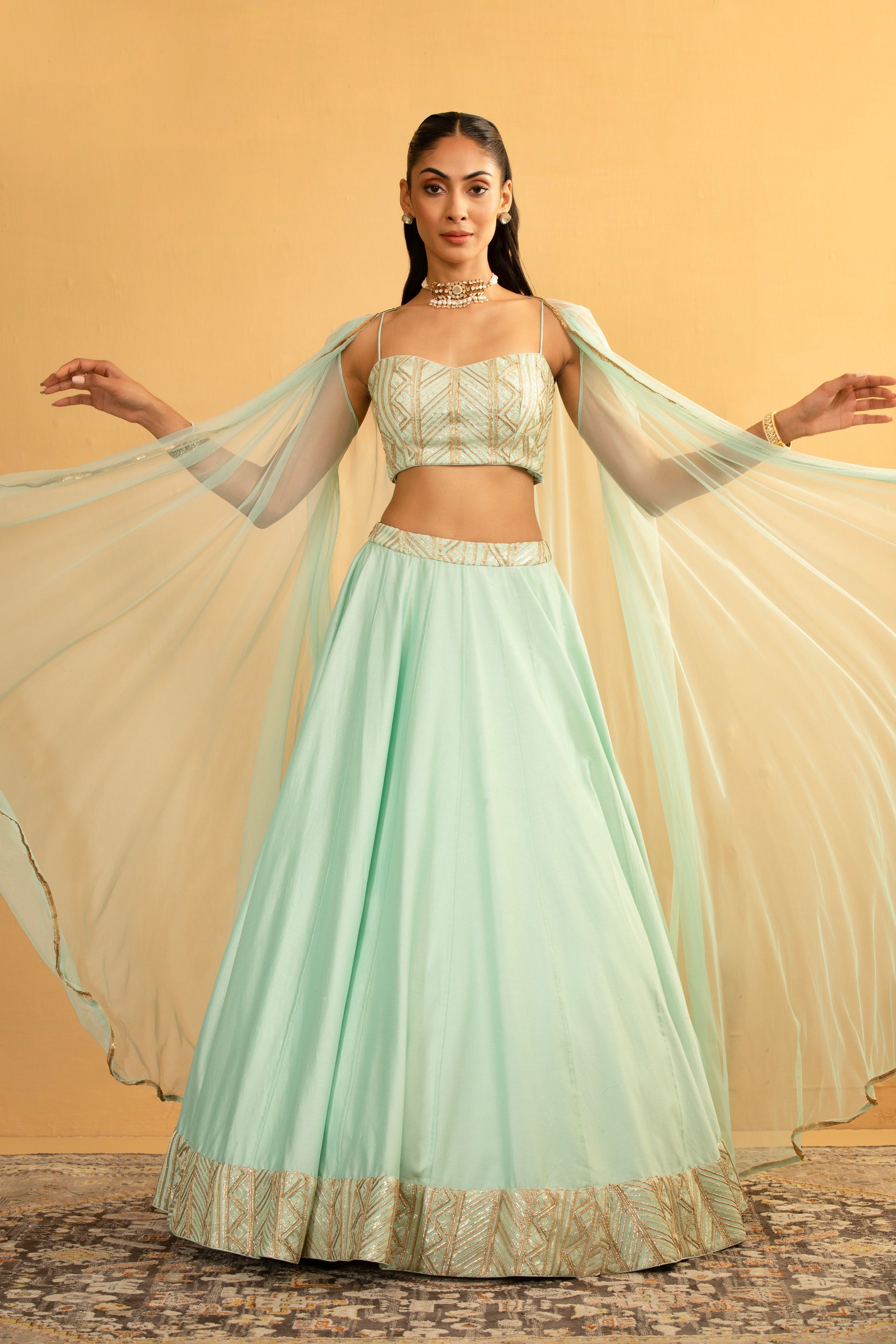 Heer – blue georgette lehenga, bisouNYC