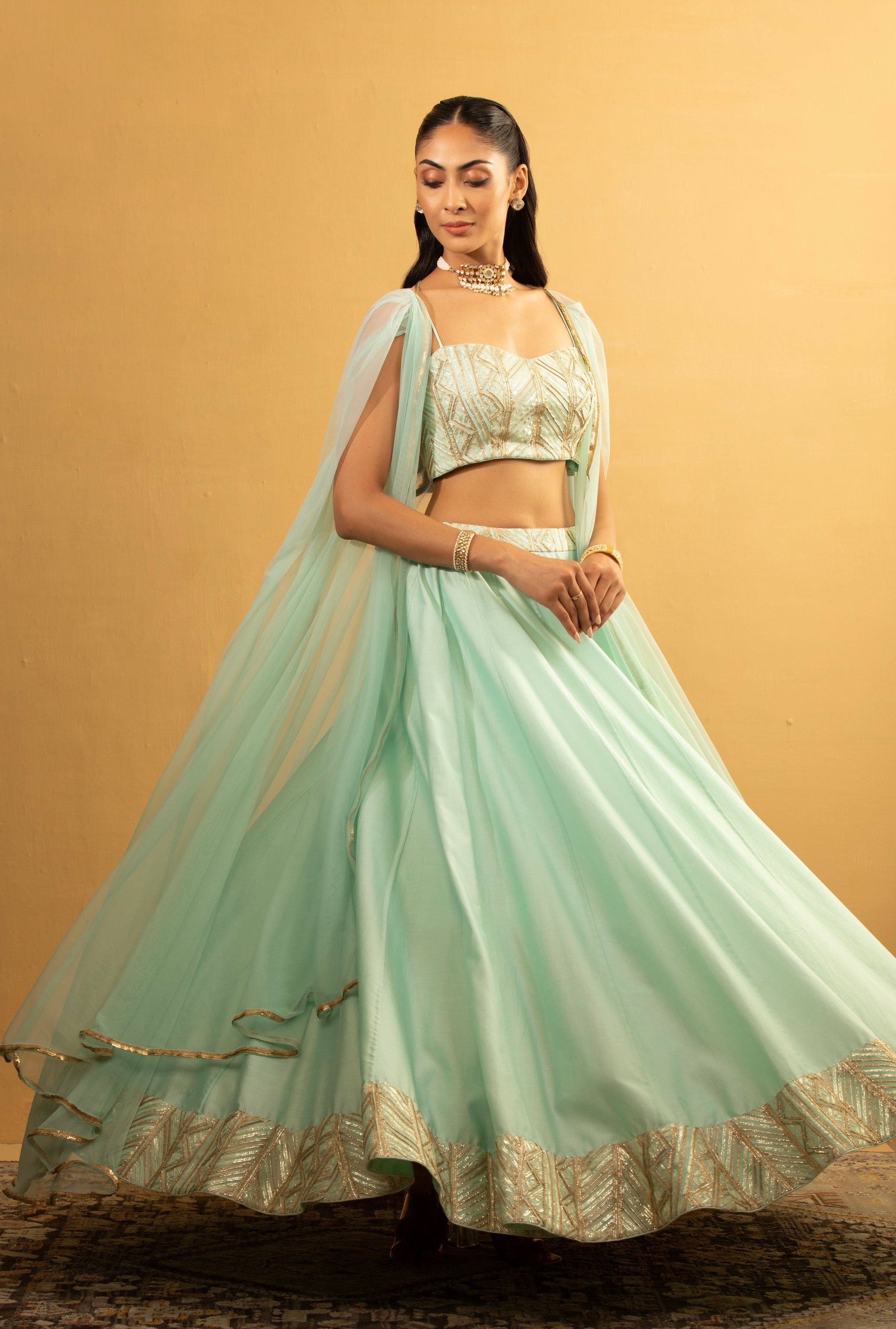 Heer – blue georgette lehenga, bisouNYC