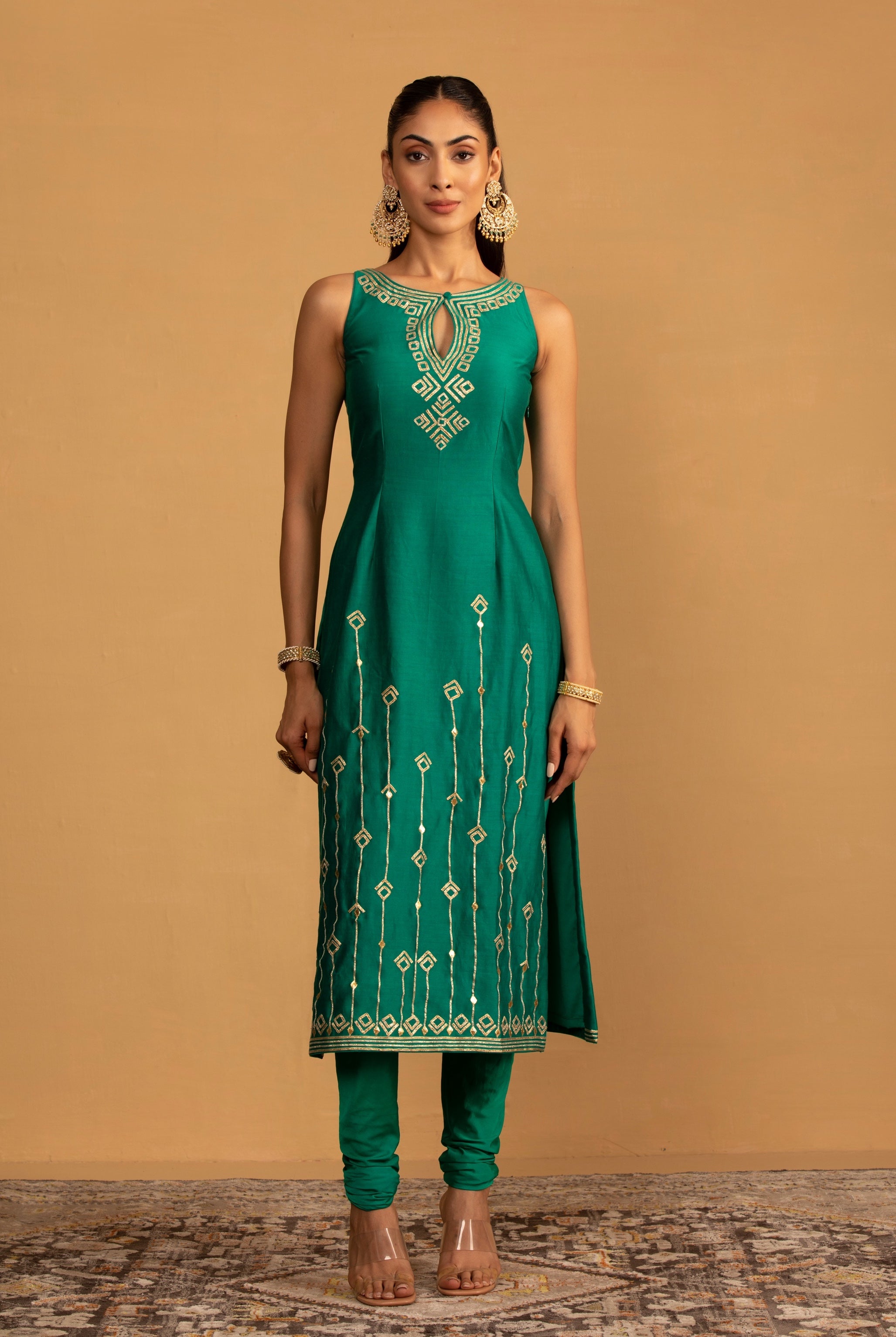 Hena – green organza suit, bisouNYC
