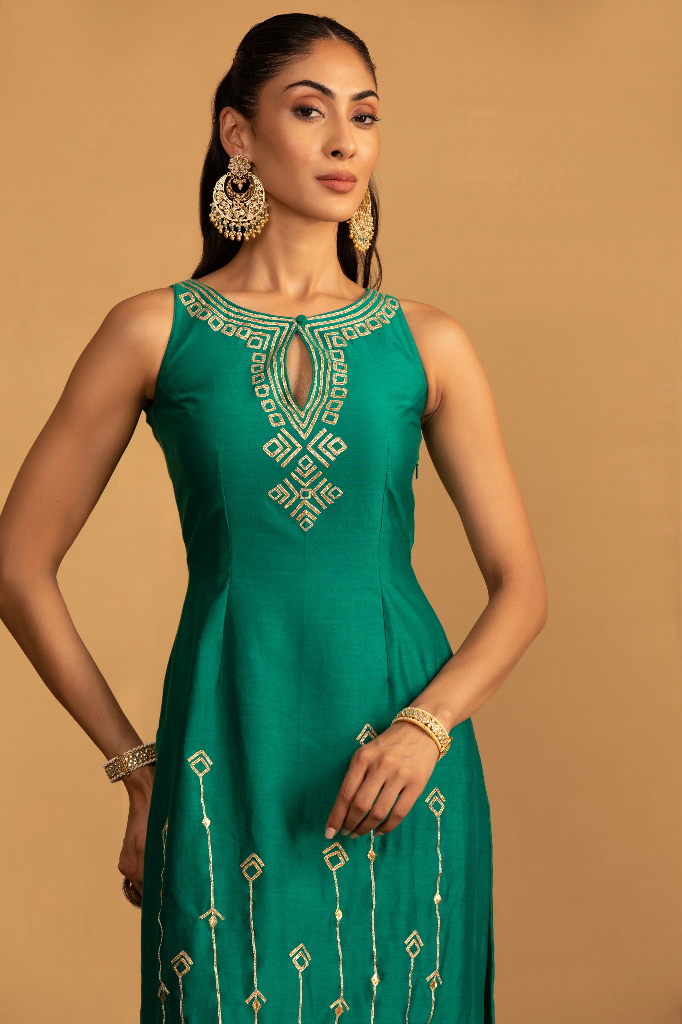 Hena – green organza suit, bisouNYC
