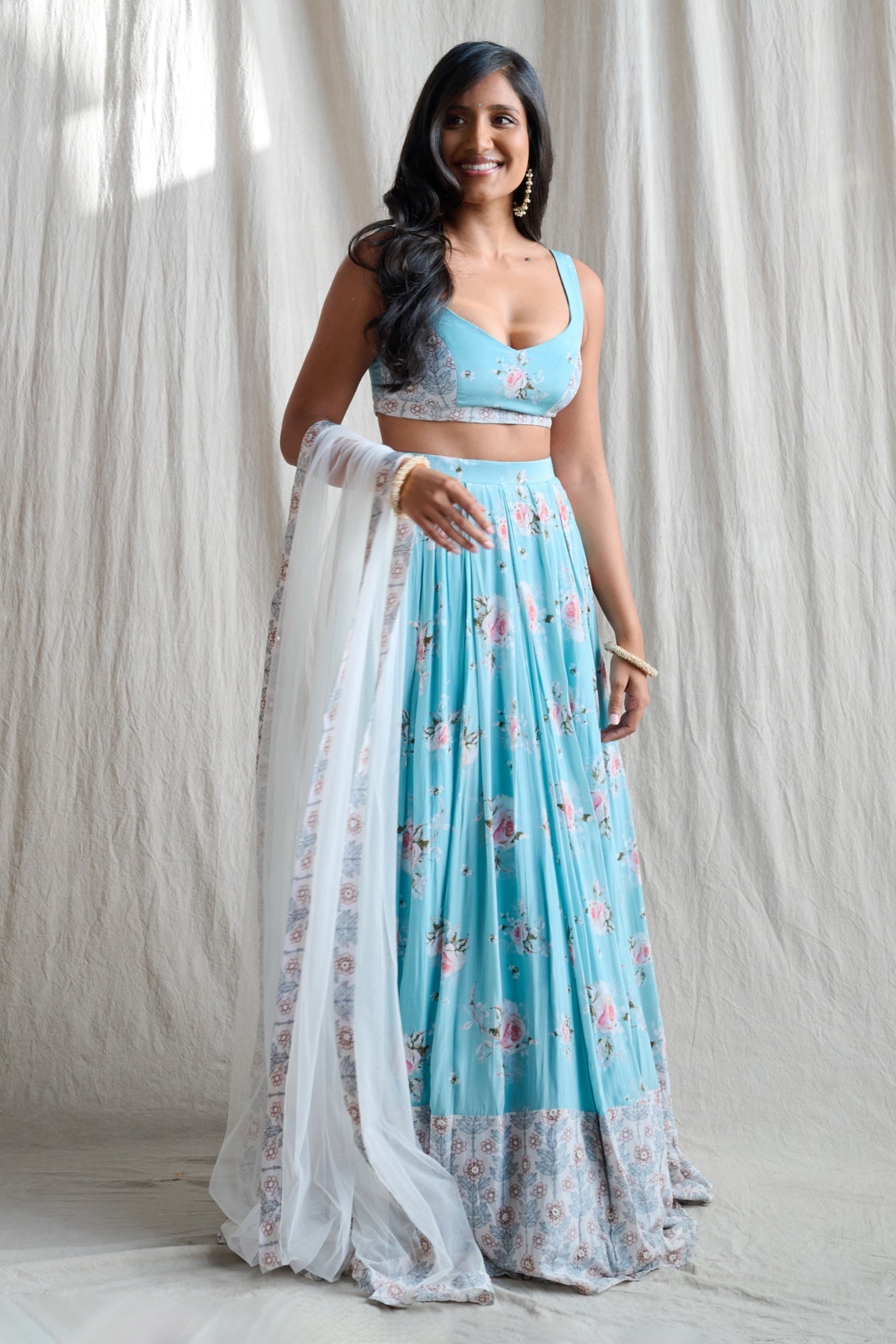 High Tea – blue lehenga, bisouNYC
