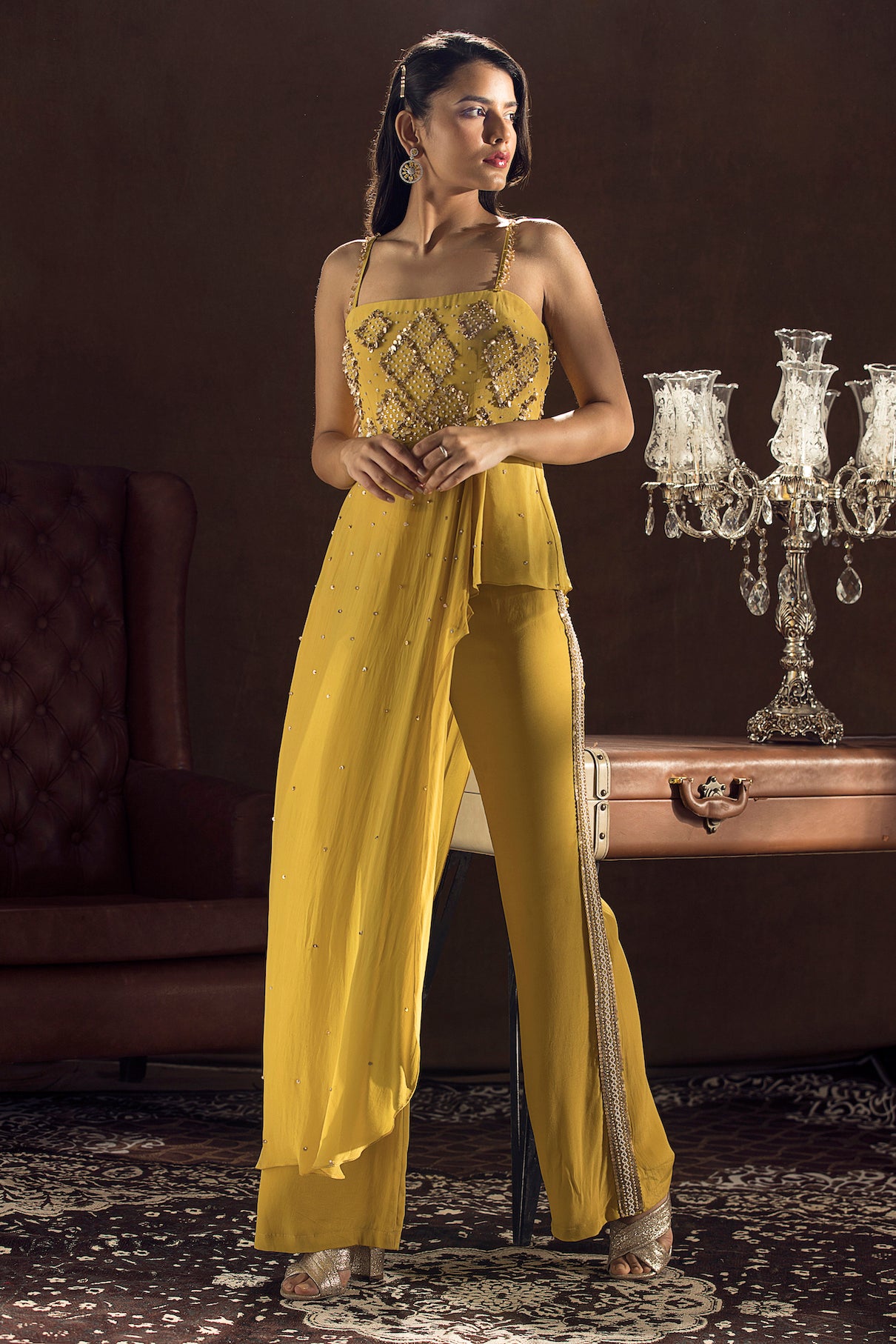 India – mustard suit, bisouNYC