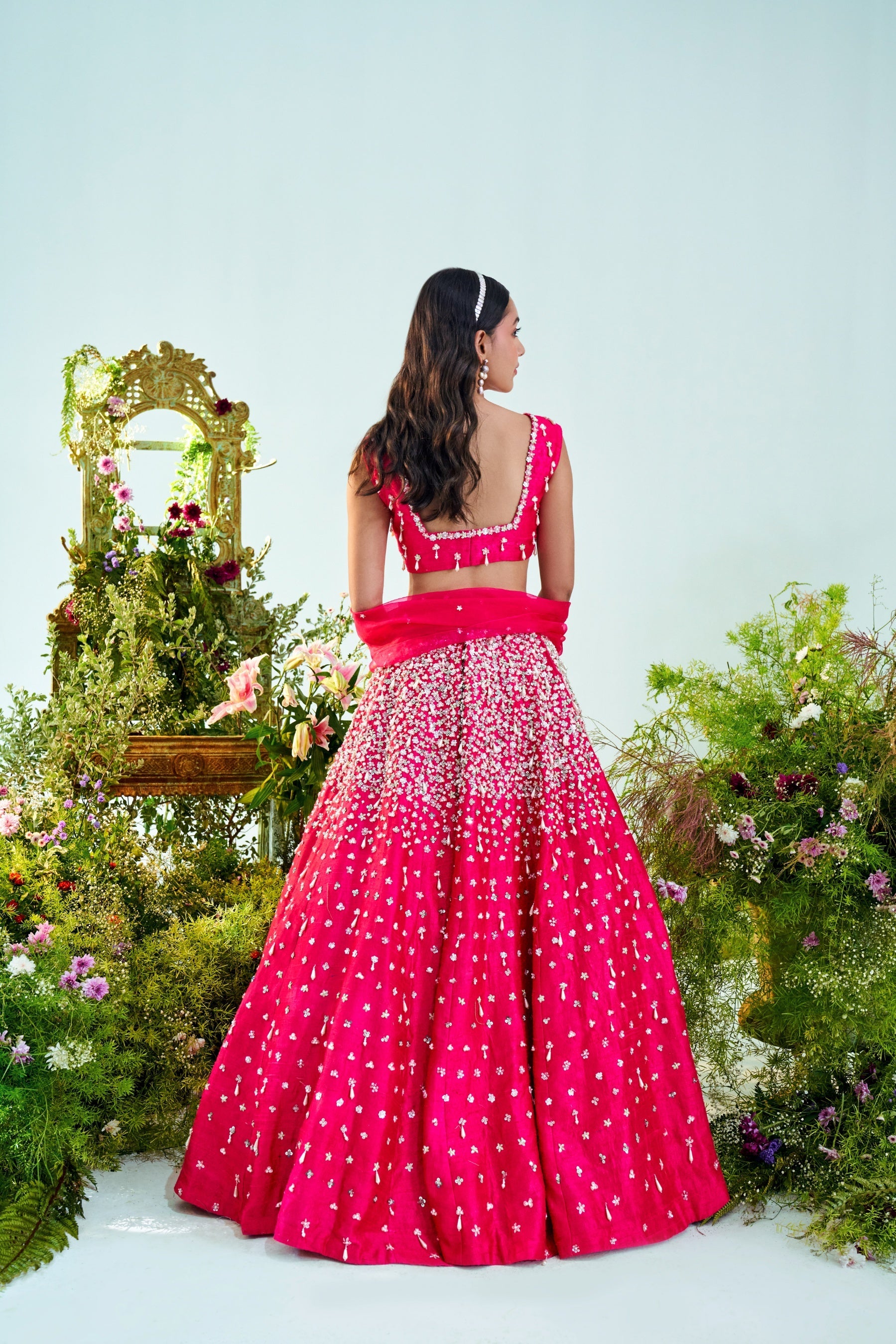 Iris – red silk lehenga, bisouNYC
