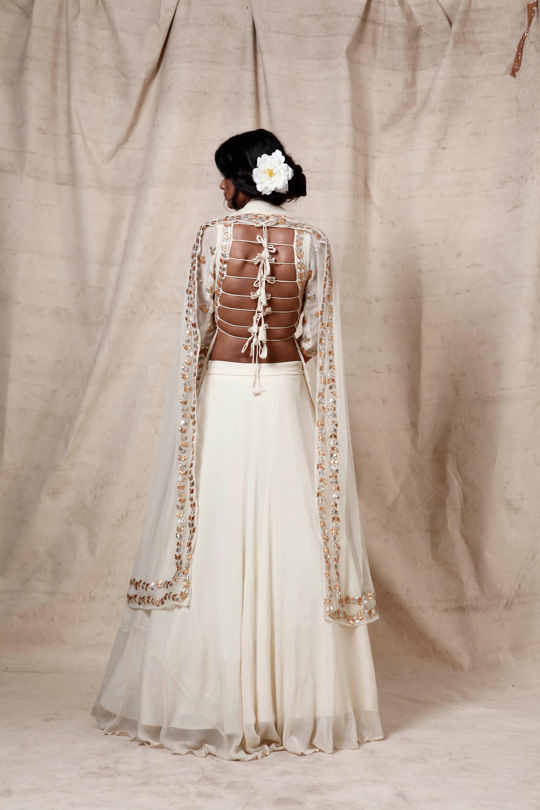 Isha – ivory georgette lehenga, bisouNYC