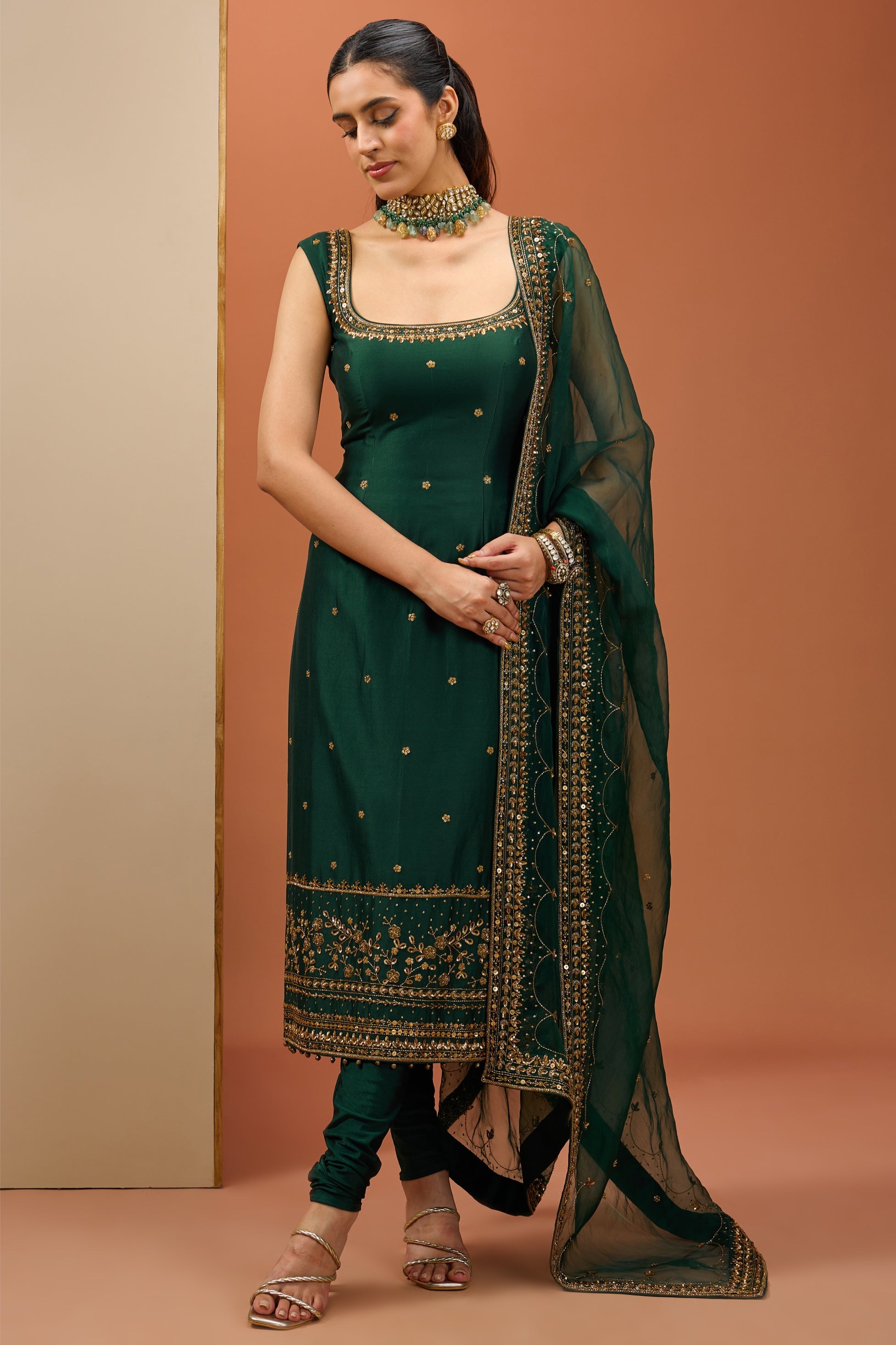 Jaisal – emerald organza suit, bisouNYC